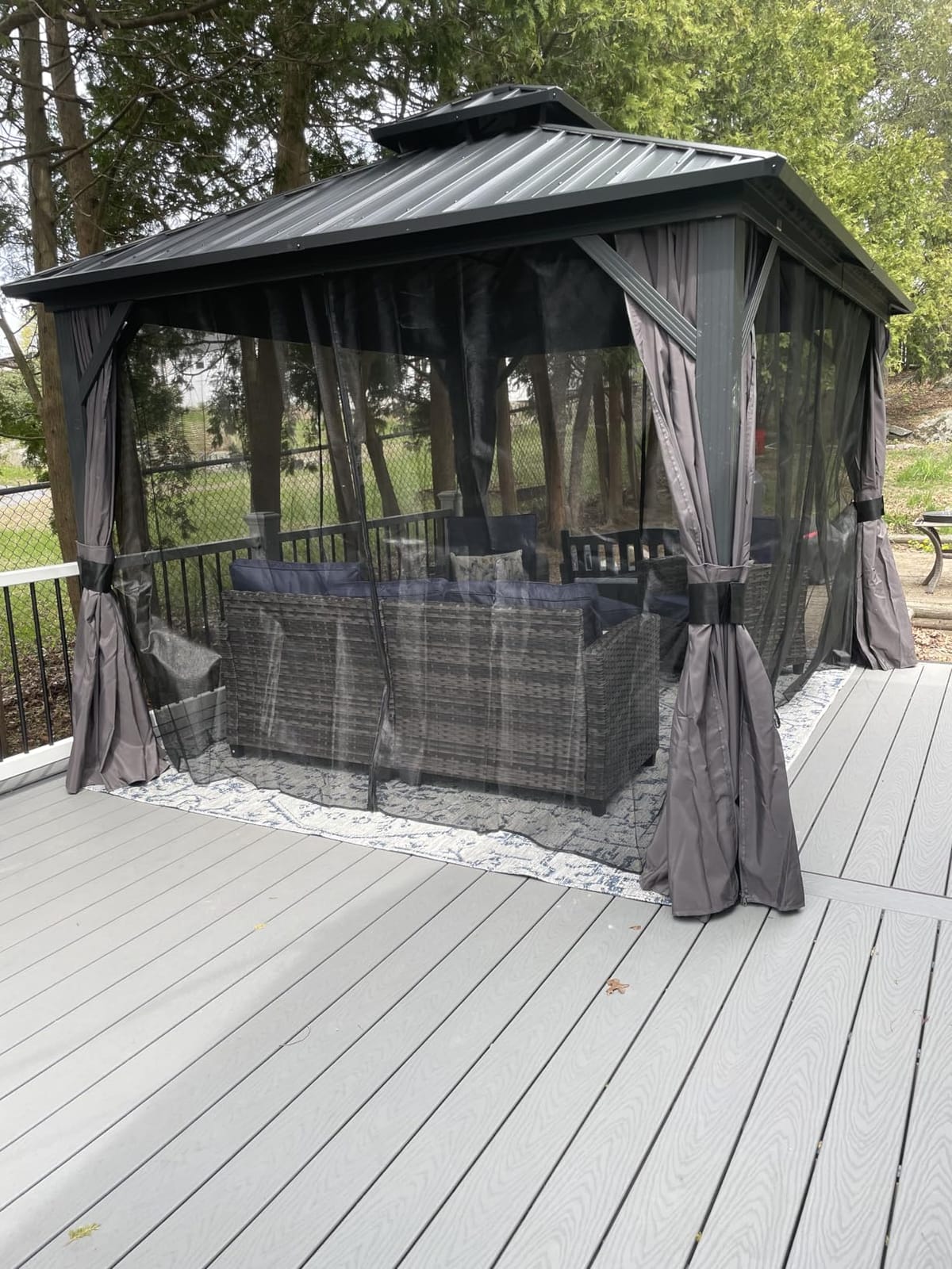 PURPLE LEAF Hardtop Grill Gazebo 6' x 8' Aluminum Frame Double Tier, Gray customer photo 2
