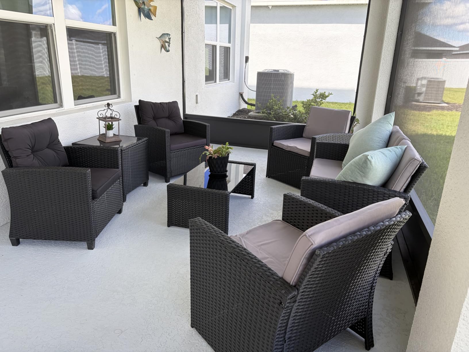 KROFEM 4 Piece Patio Furniture Set, Outdoor Wicker Conversation Set customer photo 2