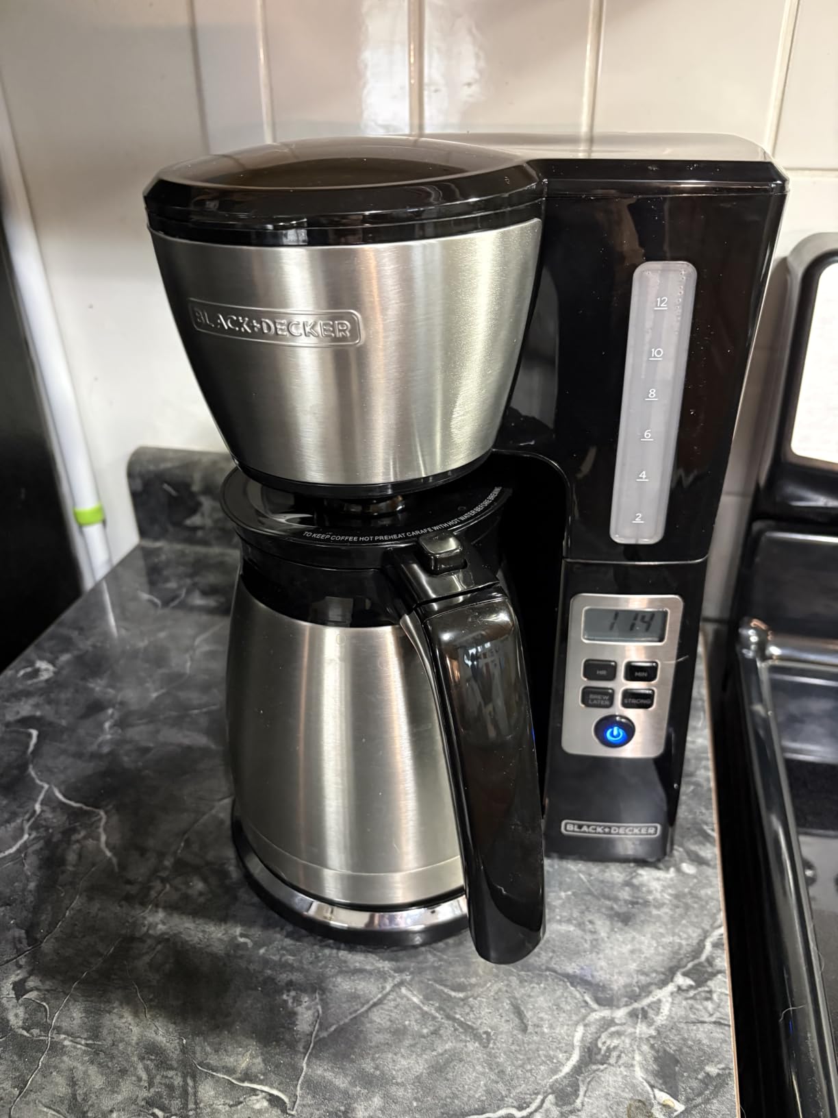 BLACK+DECKER 12 Cup Thermal Programmable Coffee Maker with Brew Strength and VORTEX Technology, Black/Steel, CM2046S customer photo 2
