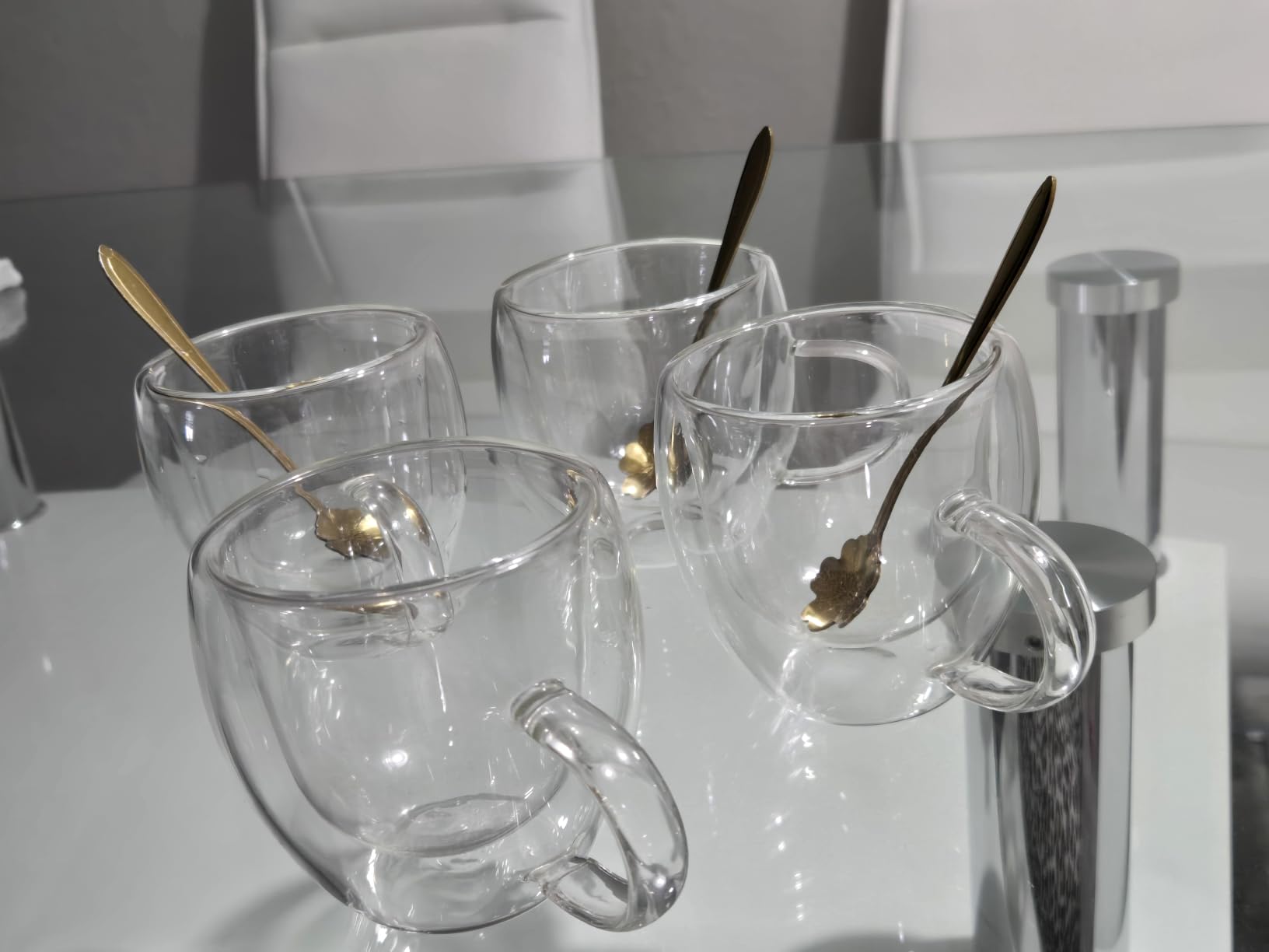 VENVENWEAVS Espresso Cups Set Of 4,Double Wall 5OZ Hand Blown coffee Shots Glass,Espresso Coffee Mugs In Gift Box,Perfect For Espresso,Latte,Cappuccinos,Tea Bag,Juice customer photo 1