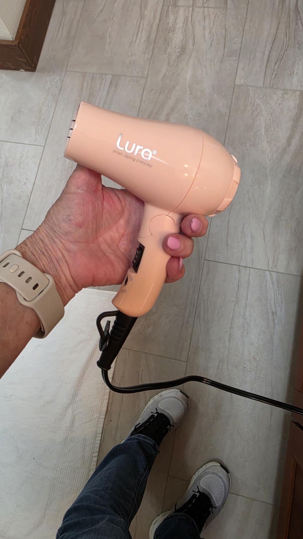 Foldable Travel Hair Dreyr Mini:Dual Voltage Small Lightweight Blow Dryer for International Travel,1200w Compact Hairdryer with Concentrator and Travel Bag(White) customer photo 1