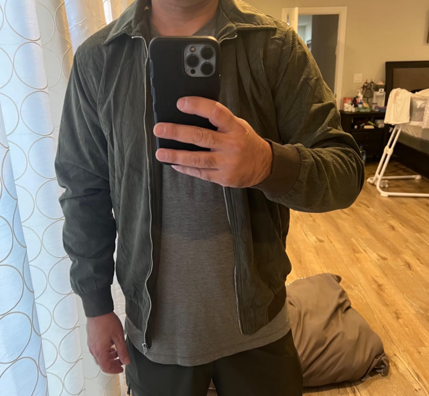 COOFANDY Men's Casual Corduroy Jacket Lightweight Zip Up Vintage Jacket Collared Bomber Jacket customer photo 2