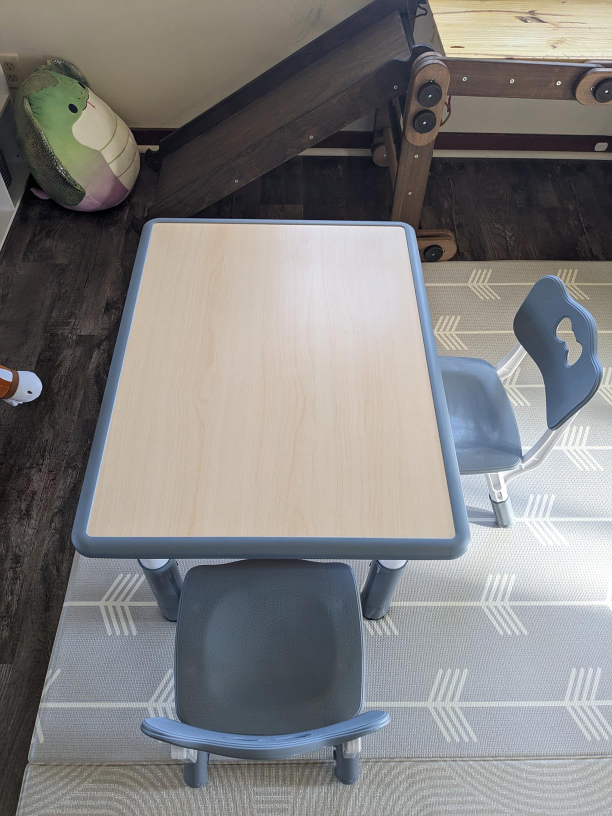 UNICOO Kids Table and Chairs Set, Height Adjustable Toddler Activity Table with 2 Chairs, Plastic Study Desk for Drawing, Crafts, Reading, Snack Time and Playroom, Ages 2-10 customer photo 1
