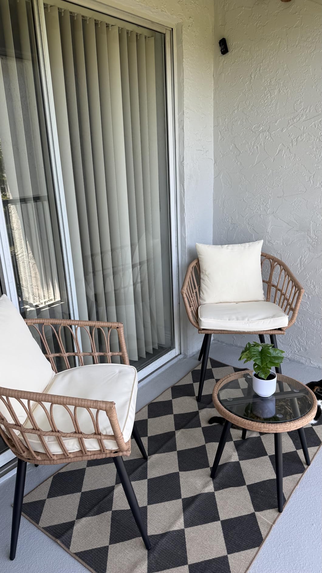 PORWEY 3 Piece Patio Bistro Set, Outdoor Wicker Balcony Furniture Sets customer photo 1