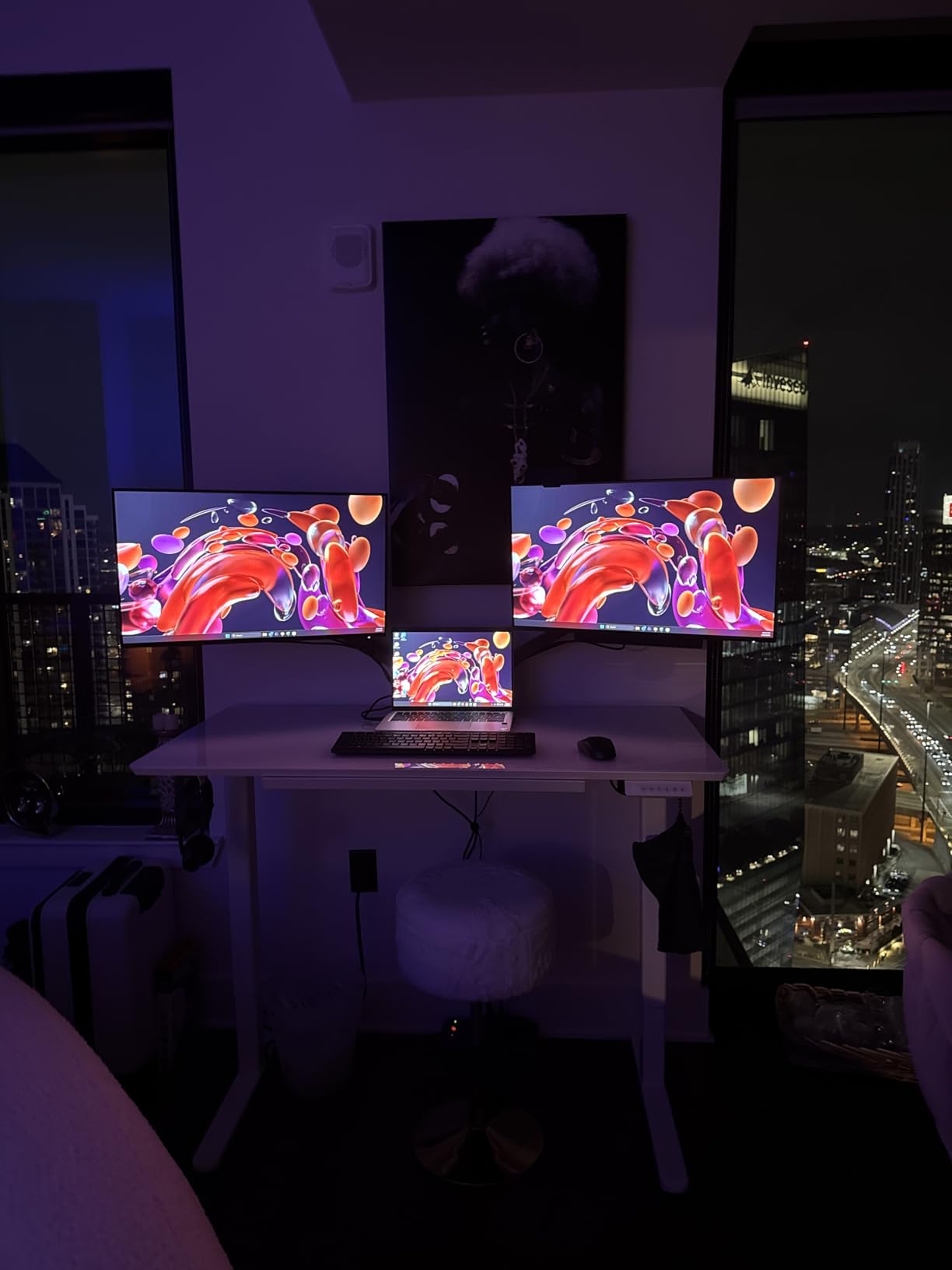 INNOVAR Glass Standing Desk with Drawers 48×24 Inch Super White customer photo 2
