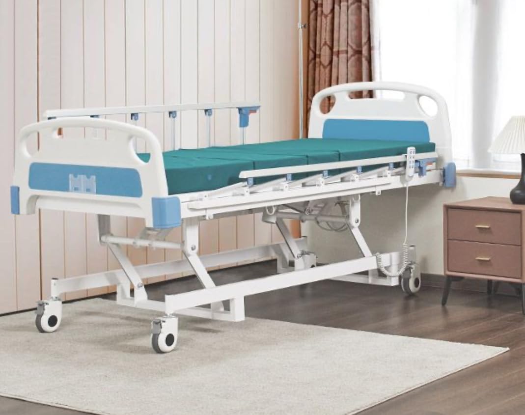 Hospital Bed Electric 3 Function, 5-Inch Locking Casters for Home Hospital Use, 530LBS Loading, with Remote Control, IV Pole, Mattress, Dining Table, Includes Sheets (2X) customer photo 2