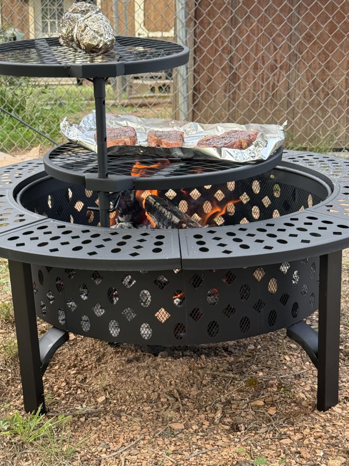 OutVue 36 Inch Fire Pit with 2 Grills,Wood Burning Fire Pits for Outside customer photo 1