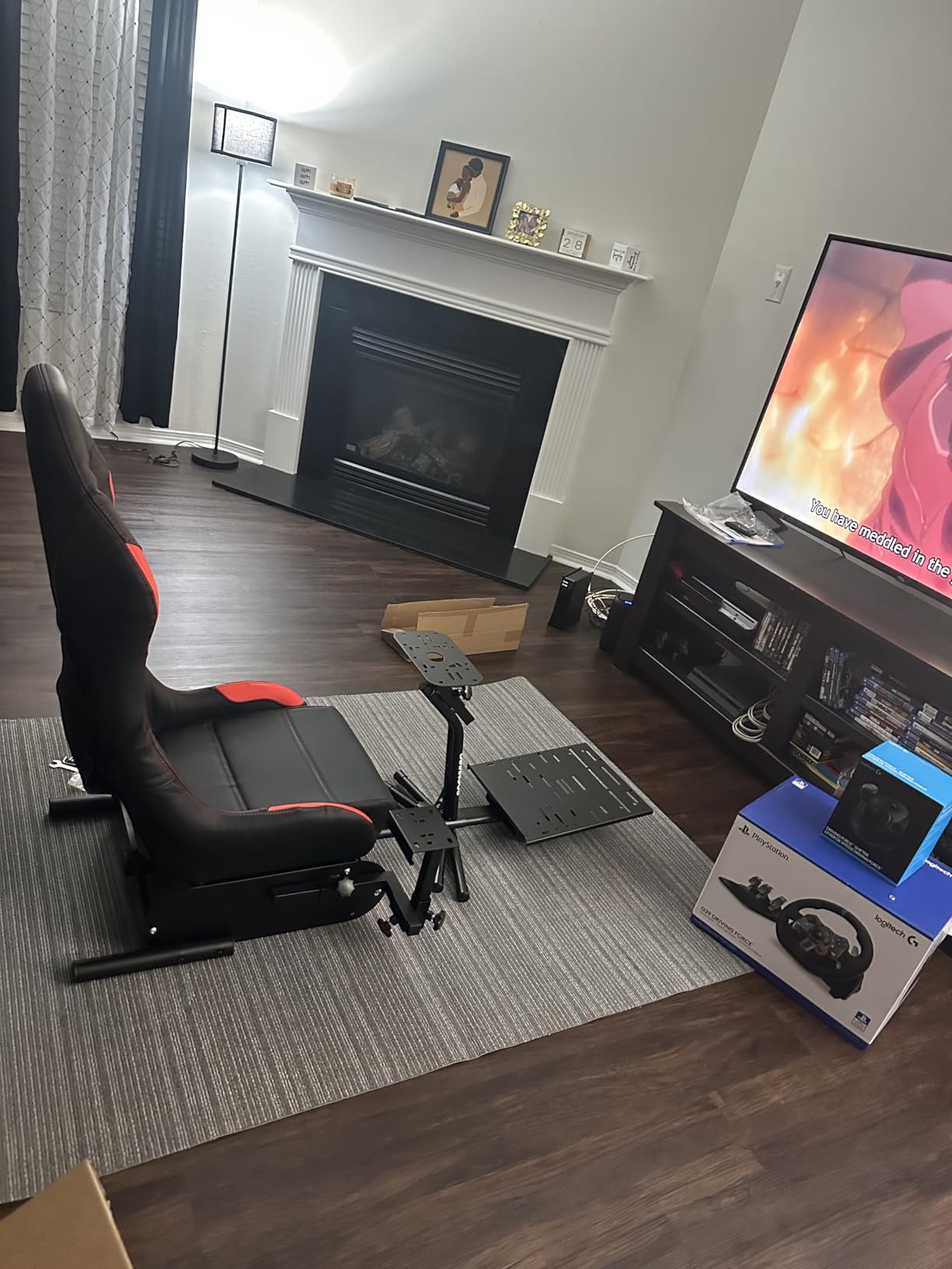 DIWANGUS Racing Simulator Cockpit with Seat, Adjustable Wheel/Pedal Mounts | Steel Frame, Stable Support, Soft Seat, Seat Folds, Rig Stores Upright, Adjustable Wheel Height/Angle & Pedal Tilt/Reach customer photo 1