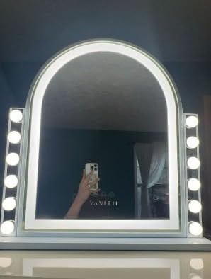 VANITII Vanity Hollywood Mirror with Lights Speaker USB Charging Lighted Makeup Mirror with Bulbs 3 Lighting Modes and Desktop Light up Mirror for Bedroom Dressing Room customer photo 1