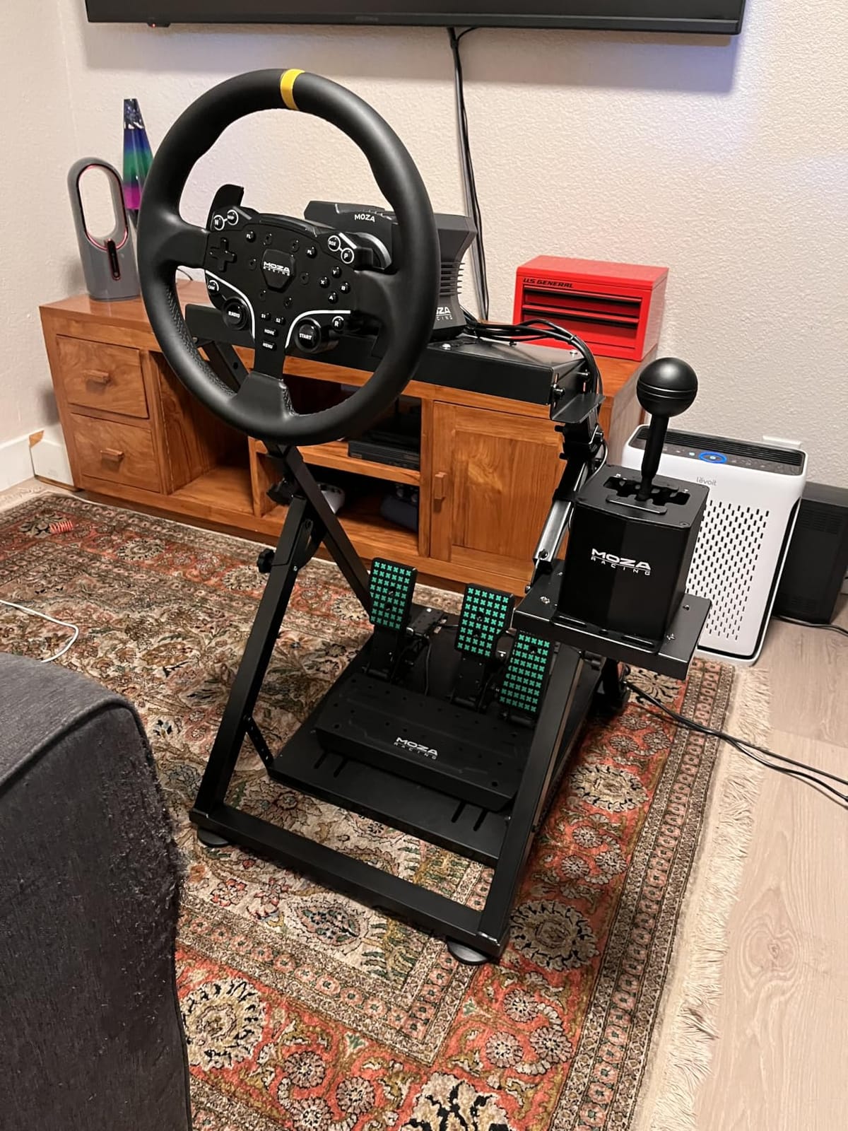 GTPLAYER Sim Racing Wheel Stand Simulator Cockpit Wheel Stand Racing Steering Shifter Mount fit for Logitech G25 G27 G29 G920 G923 Thrustmaster T330TS Gaming Stand Wheel Pedals NOT Included, Black customer photo 1