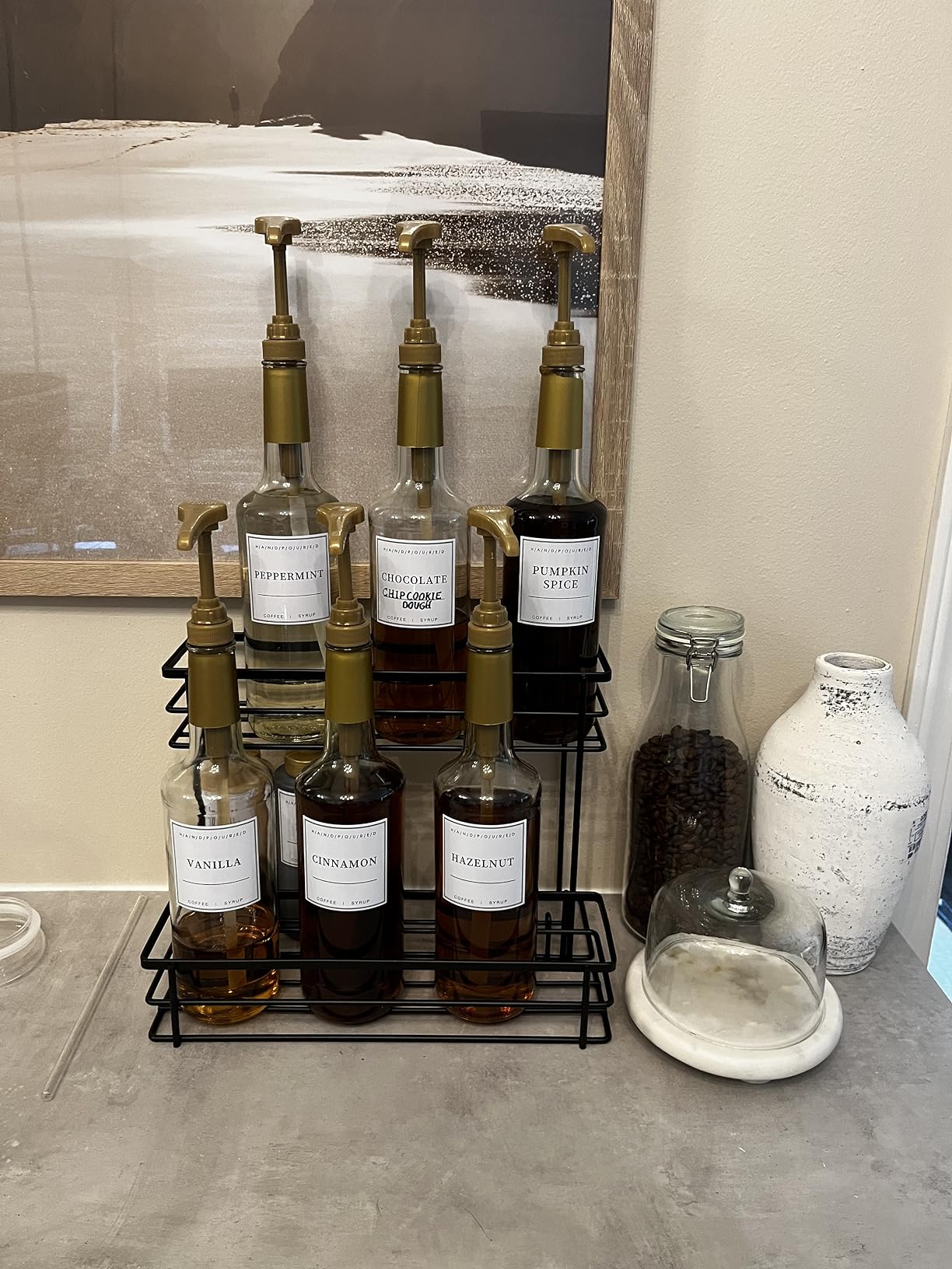 Coffee Syrup Organizer, 4 Bottle Syrup Rack Stand, 2 Tier customer photo 2