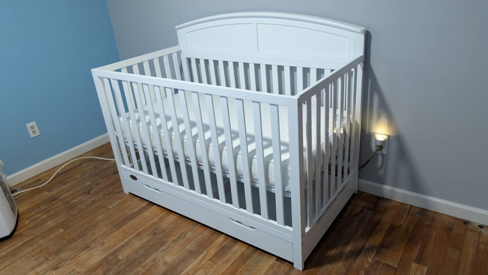 Dream On Me Storybrooke 5-in-1 Convertible Full-Size Crib with Under Drawer, Pebble Grey, GreenGuard Gold & BSA, Convert to Toddler, Day & Full-Size Bed, 3 Mattress Heights, Sustainable Pinewood customer photo 1