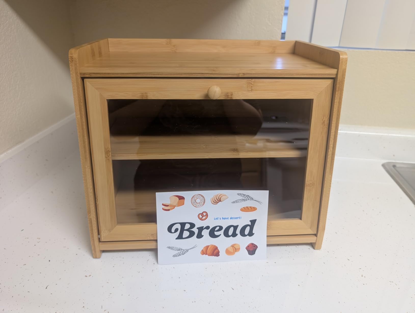 Goozii Bread Box for Kitchen Countertop, 2 Tier Wooden Breadbox Large Black, Double Layer Modern Bread Boxes for Homemade Sourdough customer photo 2