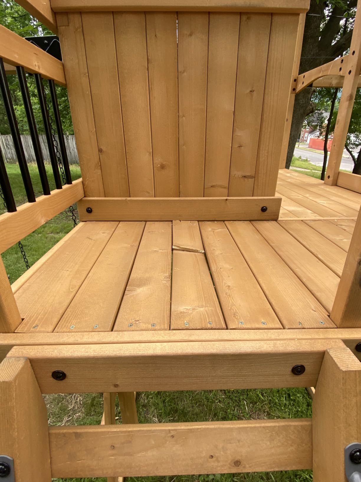 Backyard Discovery Sterling Point Cedar Wood Swing Set with Wave Slide, Raised Clubhouse, Wooden Bridge, Rock Wall, Belt Swings, Web Swing, Trapeze, Balcony, Climbing Wall, Ladder, Outdoor Playset customer photo 1