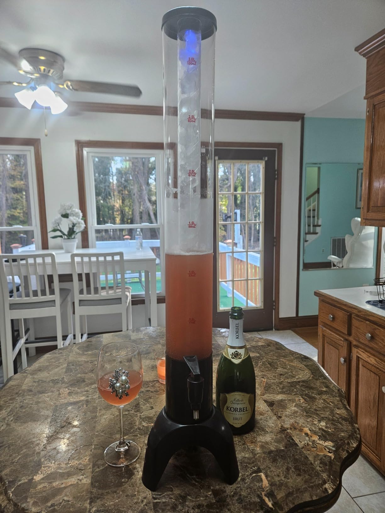 Mimosa Tower, 100oz/3L Drink Tower Dispenser with Ice Tube and LED Light, Tabletop Beer Dispenser (1pc) customer photo 1