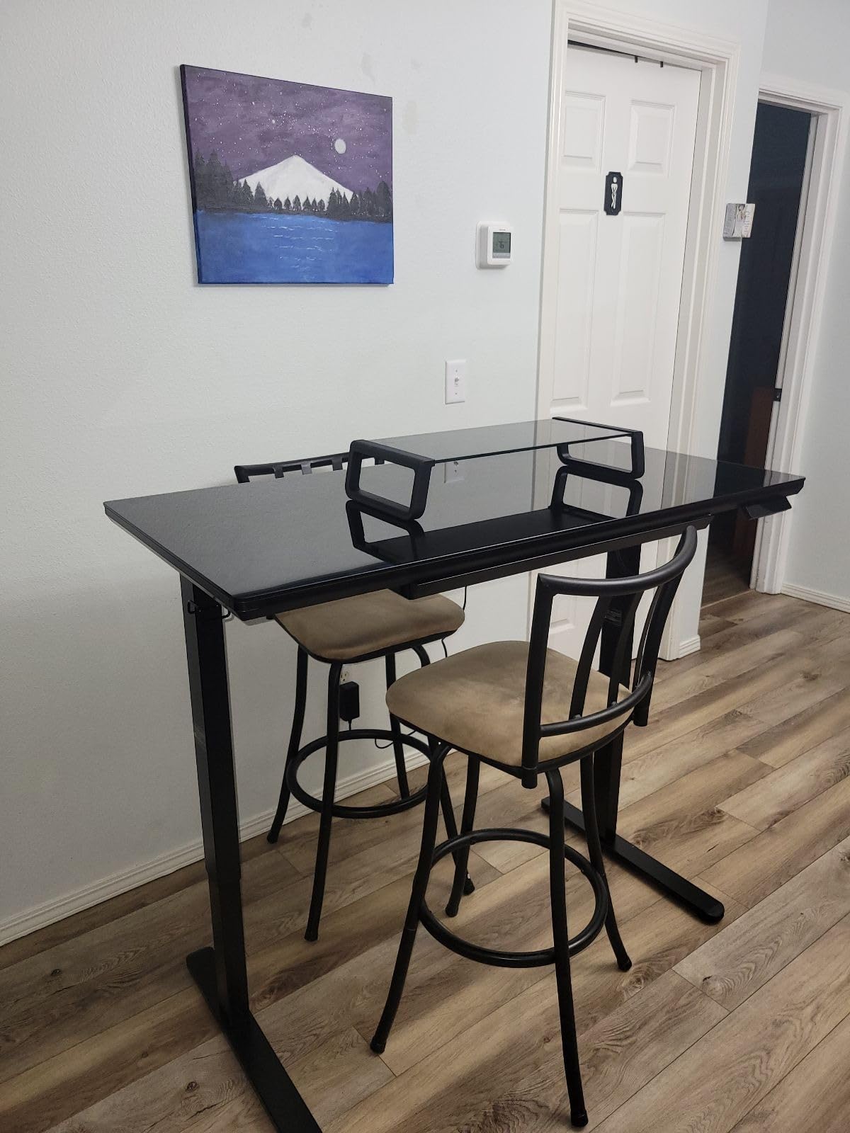 SHW 48-Inch Glass Electric Height Adjustable Standing Desk, Black customer photo 1