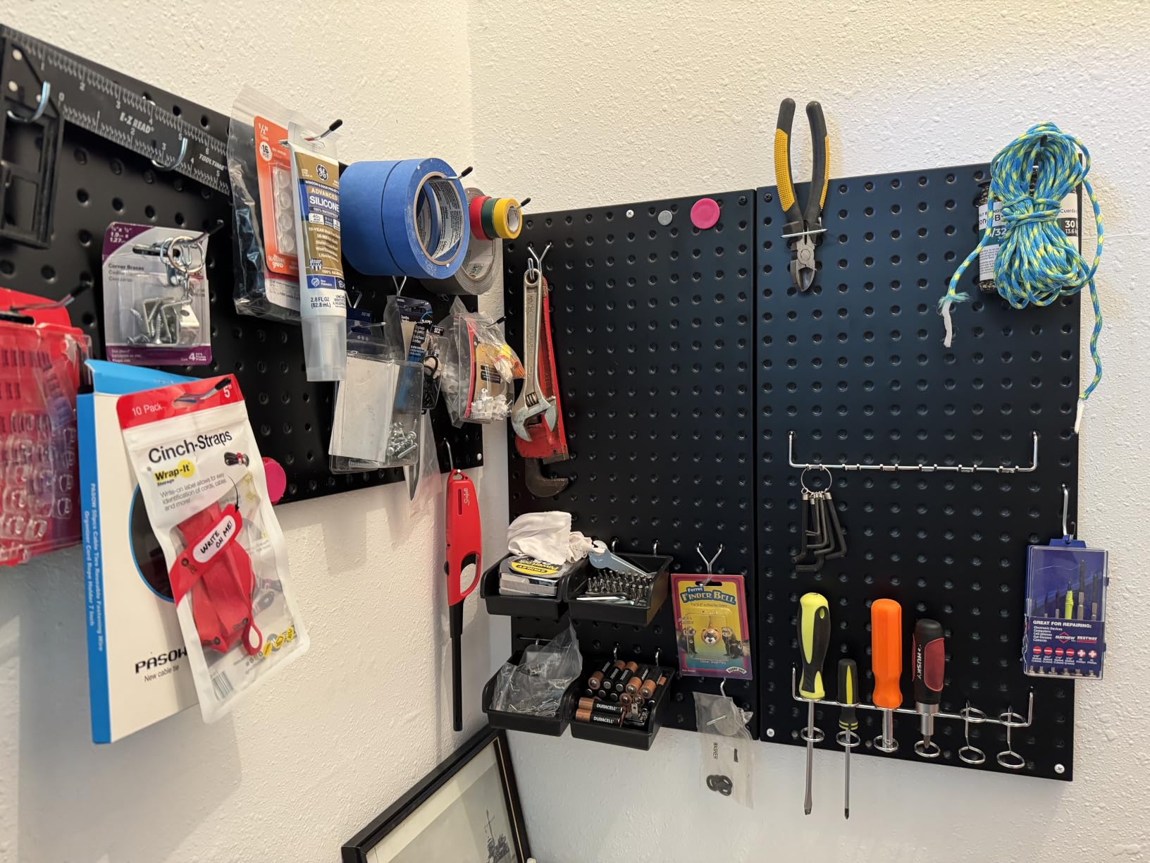 Ultrawall Metal Pegboard Wall Panels, Peg Boards for Garage Tool Storage | Heavy Duty Pegboard Tool Storage Kit for Home, Craft Room Black 4 Pcs customer photo 2