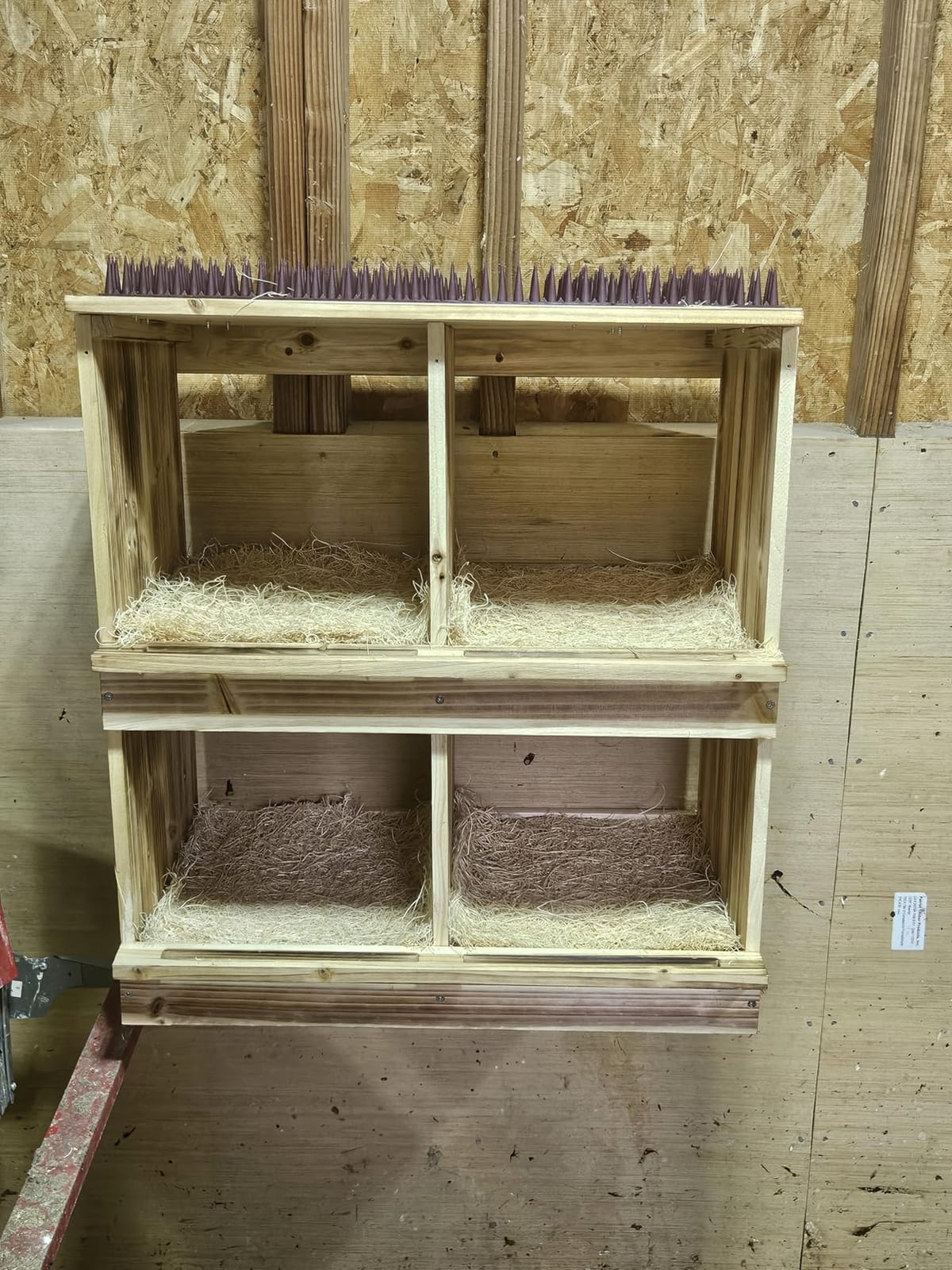 Nesting Boxes for Chickens - Wooden Chicken Nesting Box for Poultry Heavy Duty 4 Compartments Laying Eggs Nest Box Wall Mount for Chickens, Hens, Ducks customer photo 1