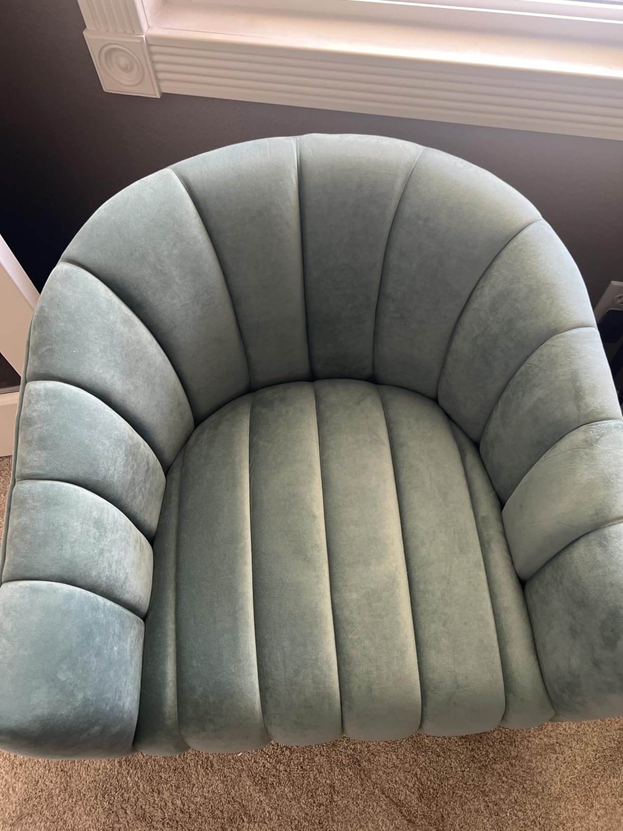 Dewhut Swivel Barrel Accent Chair, Velvet Reading Armchair, Gray, Set 1 | Mid Century Style, Modern Round ArmChair With 360° Swivel Base, For Living Room / Bedroom / Office customer photo 1