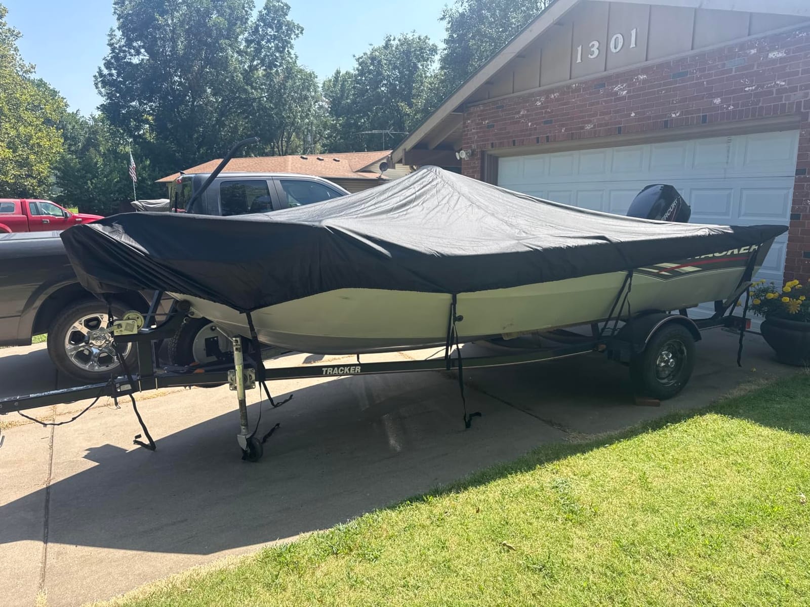 Boat Cover 14-16 ft, 1200D Waterproof V-Hull, Gray customer photo 2