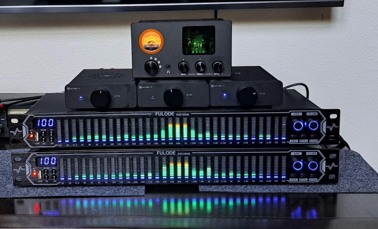 Fosi Audio V3 Stereo Amplifier Home Audio 300 Watts x2 Power TPA3255 Class D Mini Speaker Amp 2 Channel Audio Component for Passive Bookshelf Tower Speakers Desktop Home Theater with 48V Power Supply customer photo 2