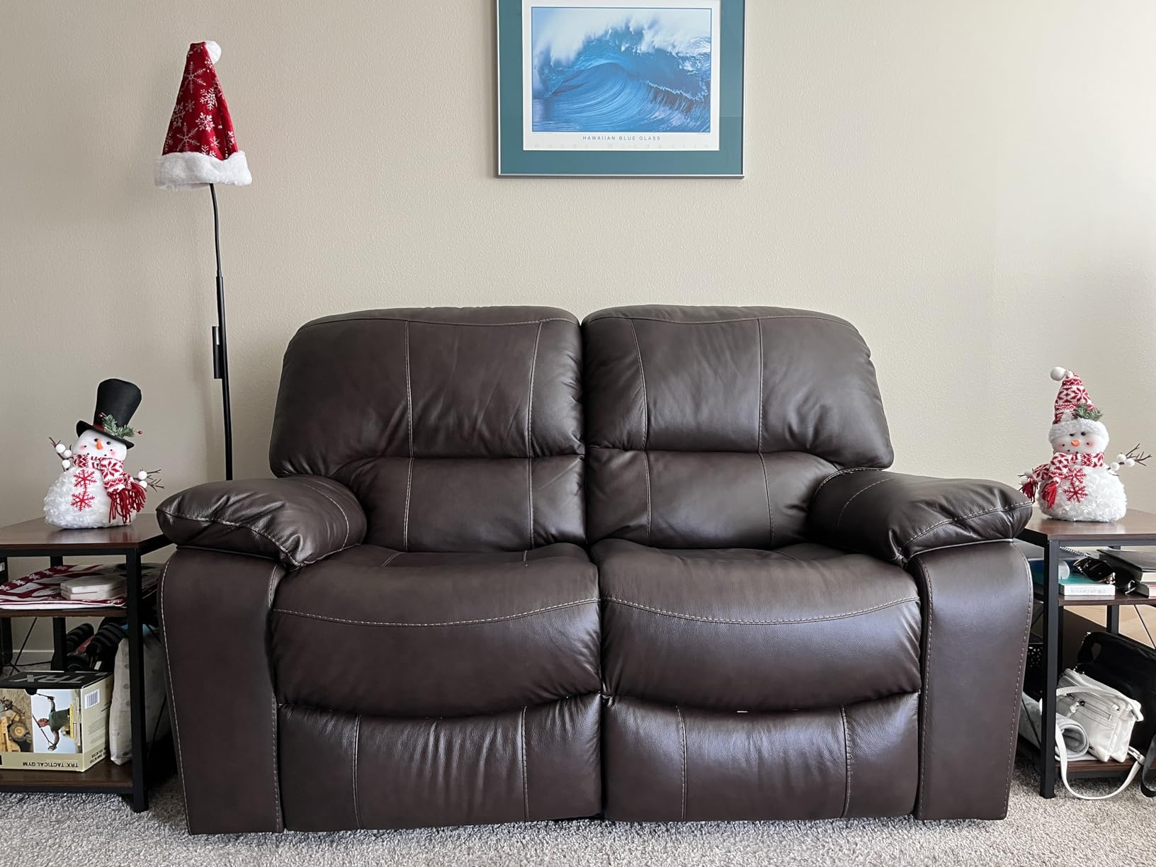 Signature Design by Ashley Leather Power Reclining Loveseat, Dark Brown customer photo 1