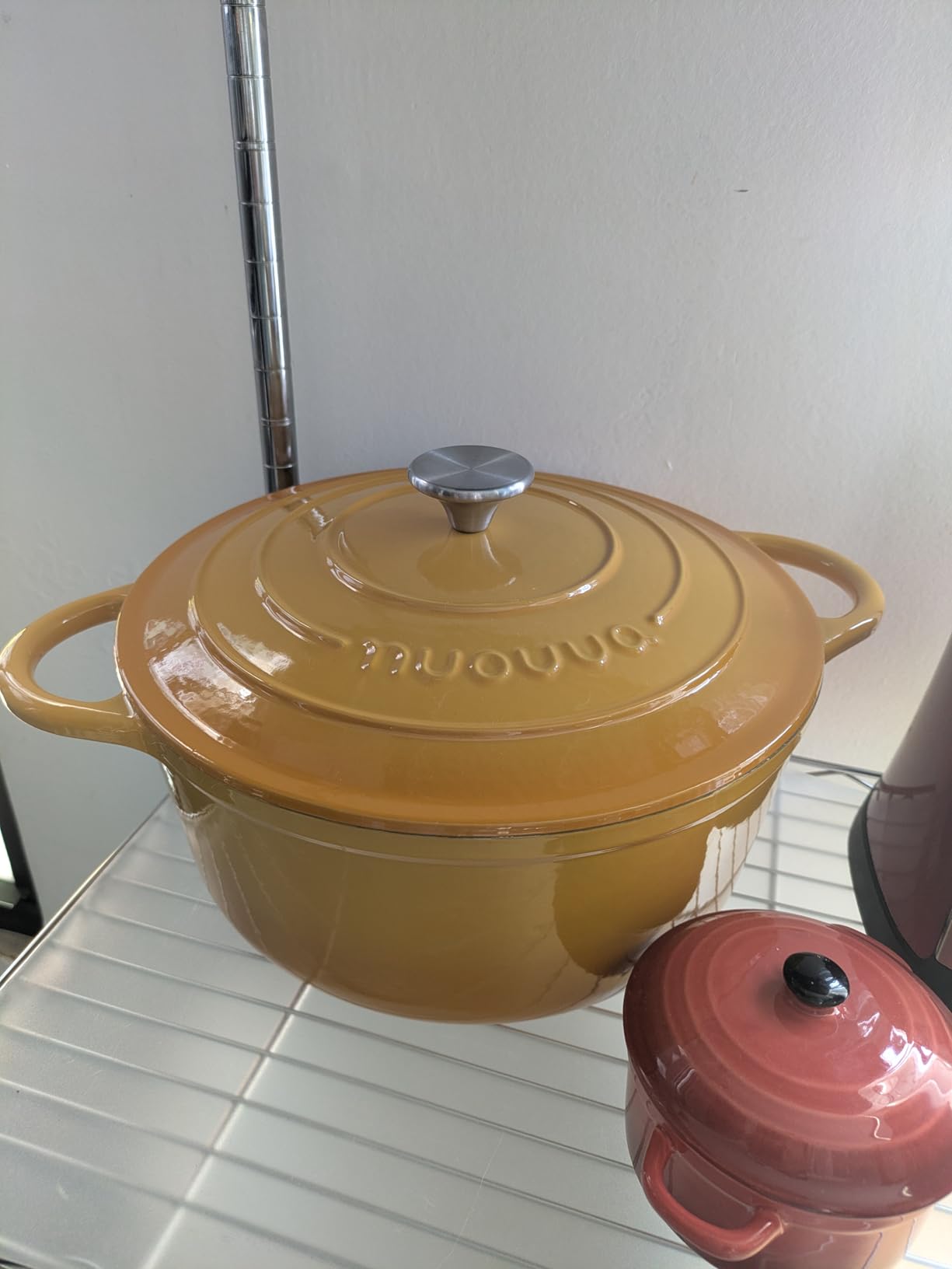 Nuovva Enamelled Cast Iron Dutch Oven Pot with Lid-6.4 Quart Non Stick Casserole Pot-Heavy Duty & Oven Safe up to 500° F for Bread Baking, Braising, Stews, Roasting - 28cm Dark Blue customer photo 2