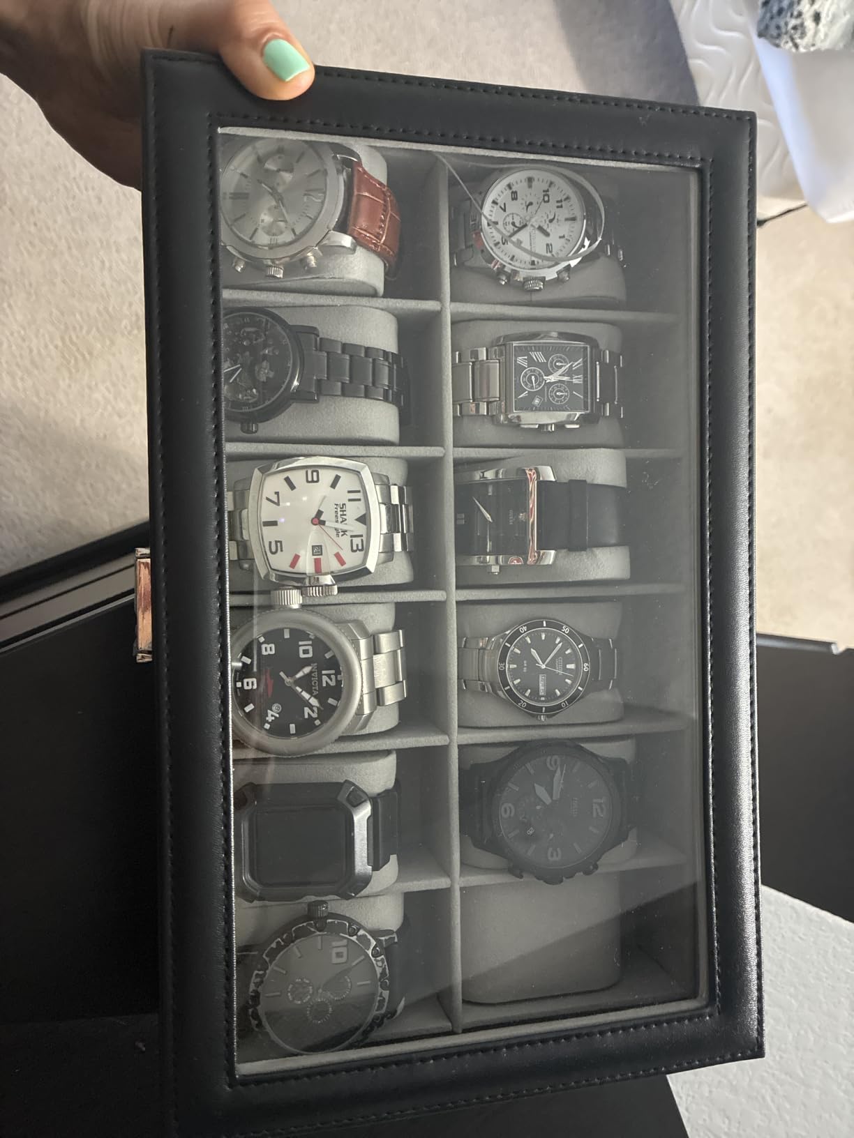 ProCase Watch Box Organizer, 12 Slot Watch Display Case, Brown customer photo 1