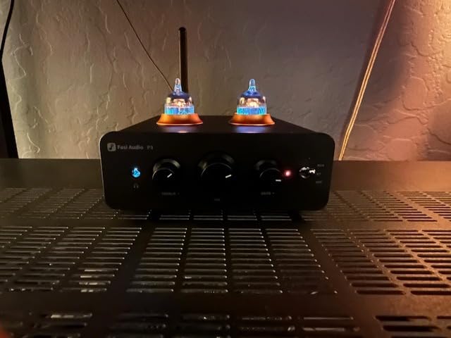 Fosi Audio P3 Tube Preamp Headphone Amplifier Home Audio Preamplifier Mini Vacuum Pre Amp Receiver with Bluetooth aptX LL HD Bass Treble Tone Controls for HiFi Stereo Active Speakers with RCA AUX Jack customer photo 1