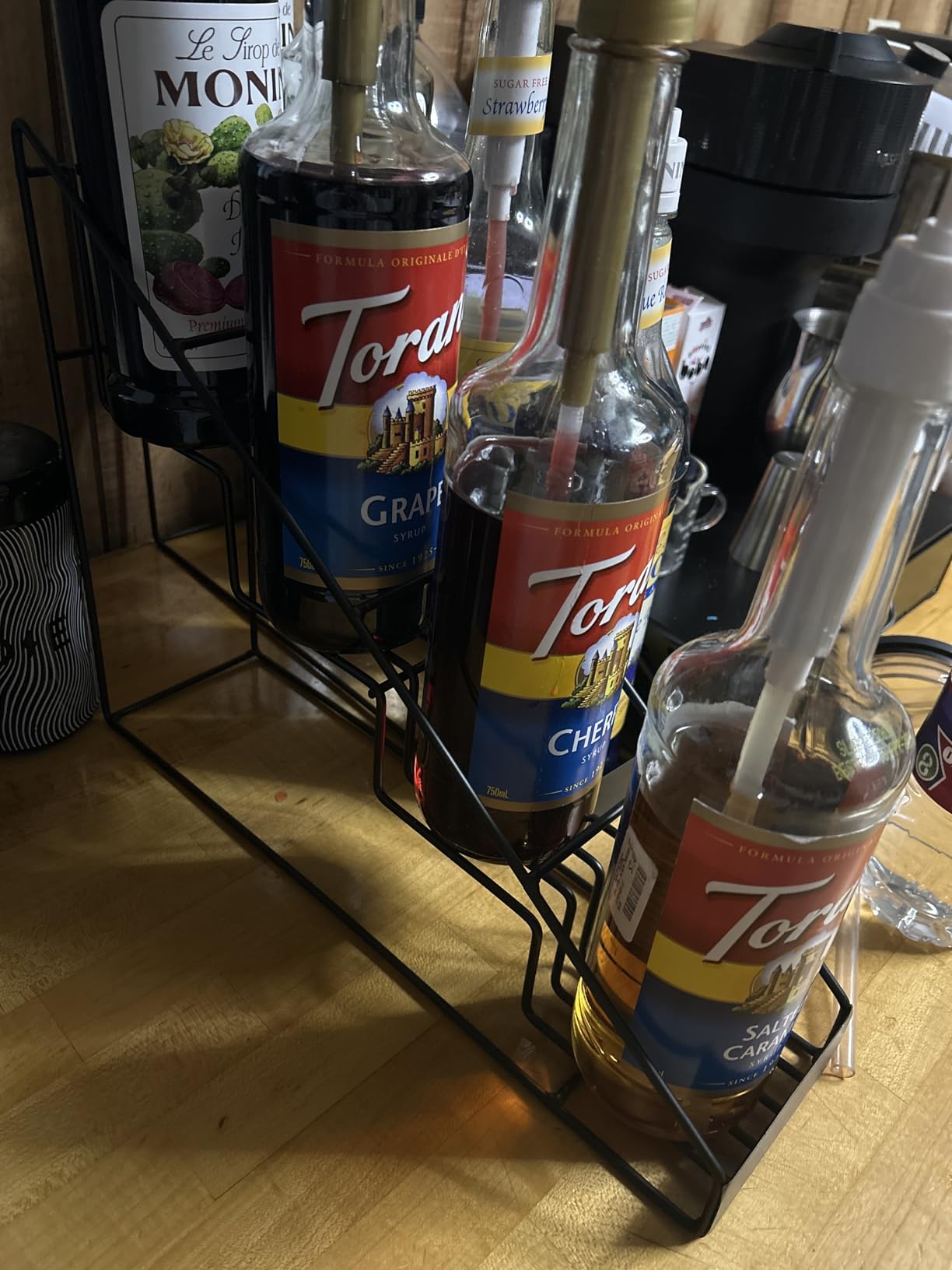Coffee Syrup Rack, 2 Pack Coffee Bar Organizer for Torani & Monin Bottles customer photo 2