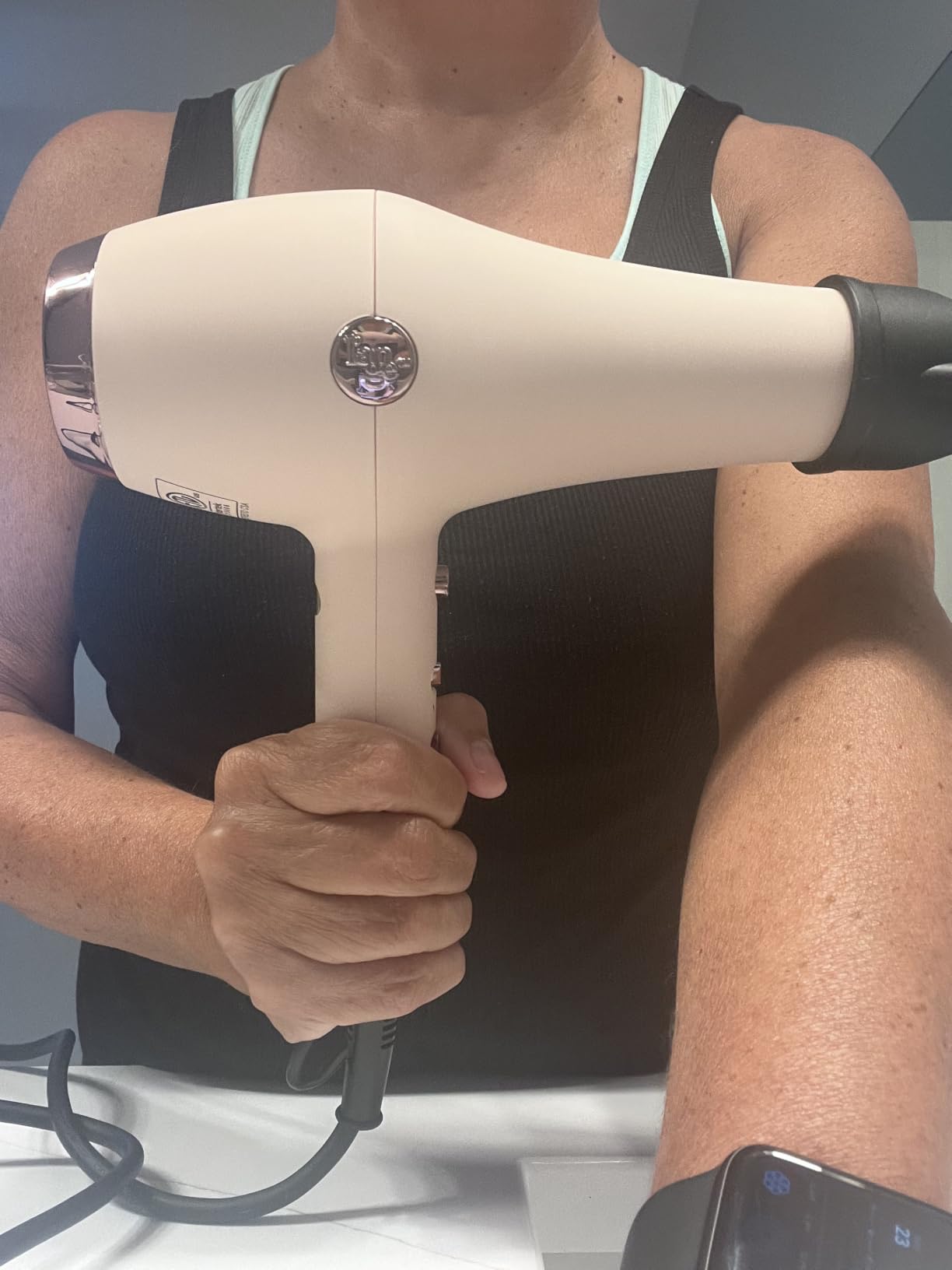 L’Ange Hair Soleil Professional Hair Dryer | Fast Drying Ionic Blow Dryer for Frizz-Free Results | 3 Heat Settings with Cool Shot Feature | Lightweight Hairdryer with Concentrator 1875W | Blush customer photo 2