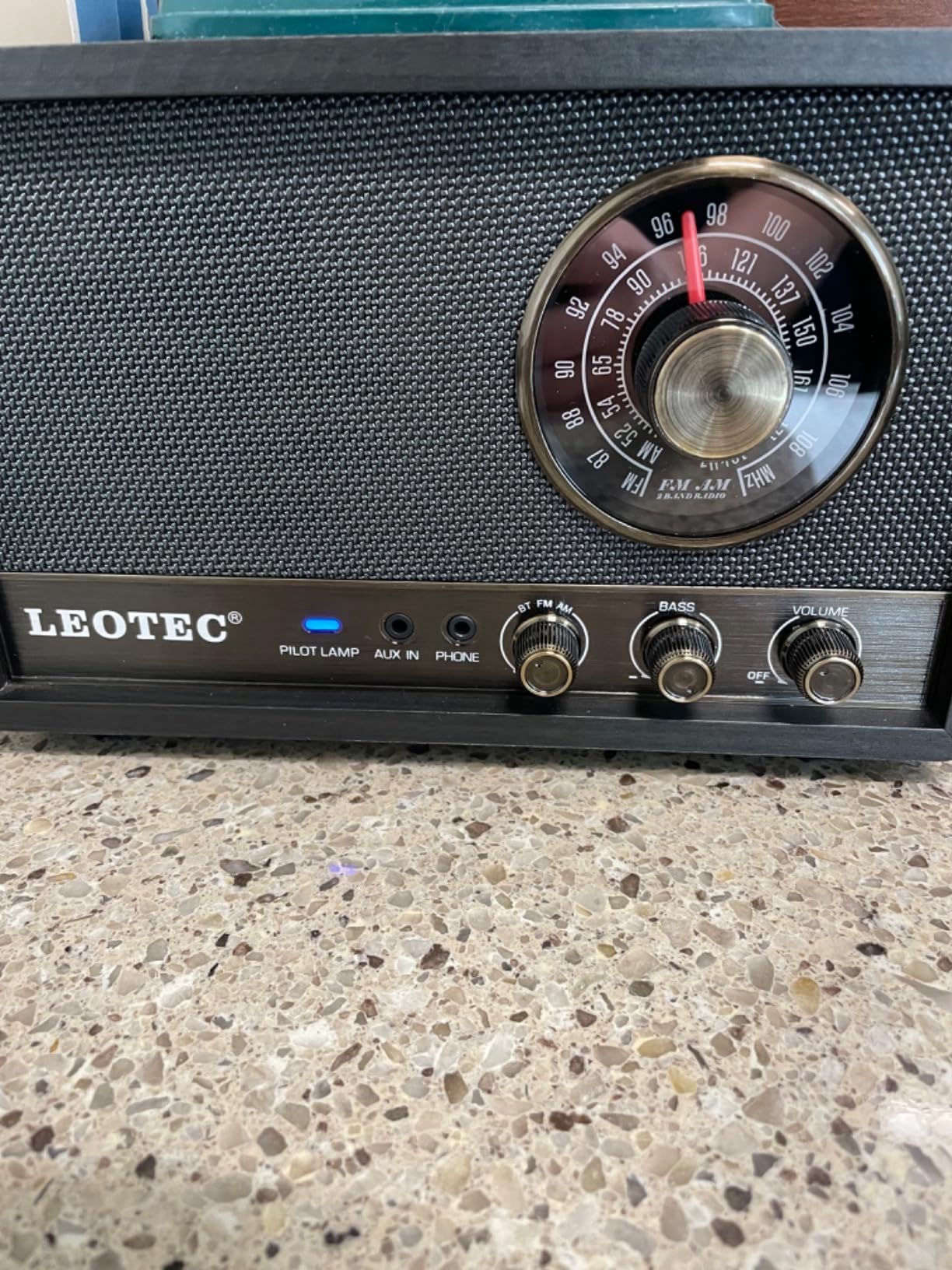 LEOTEC AM FM Radio,Retro Wood Table Radio,Portable Bluetooth Speaker Plug in Wall,Best Reception with AUX,Headphone Jack,Bass Control,Great for Home,Outdoor,Brown customer photo 1