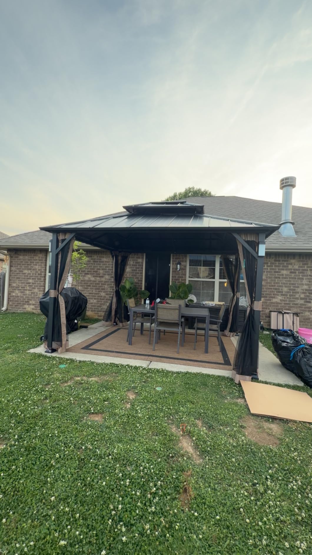 Modern Shade Aluminum Grill Gazebo 6x8 with USB Charging Power Strip, Black customer photo 1