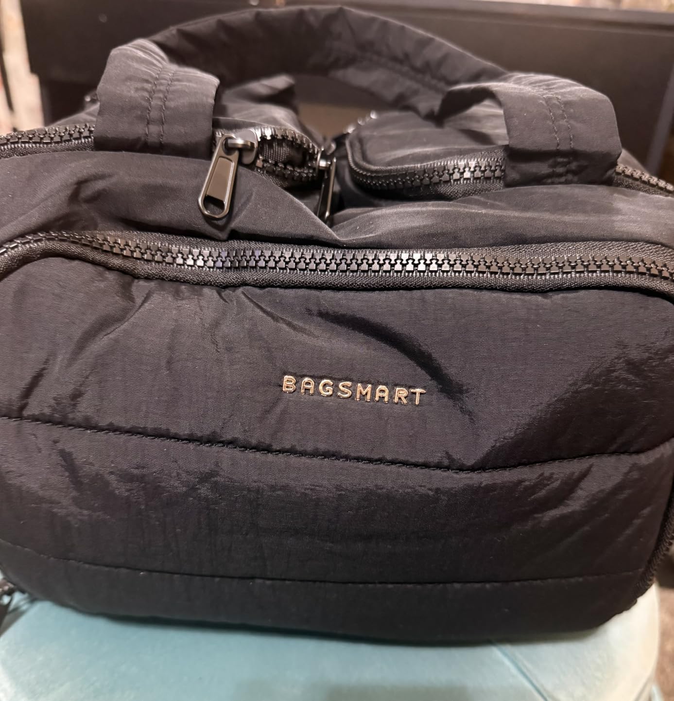 BAGSMART Travel Toiletry Bag, Lightweight Large Wide-open Travel Bag for Women, Puffy Cosmetic Makeup Bag Organizer with Handle for Accessories,Essentials, Toiletries, Dark Pink customer photo 1