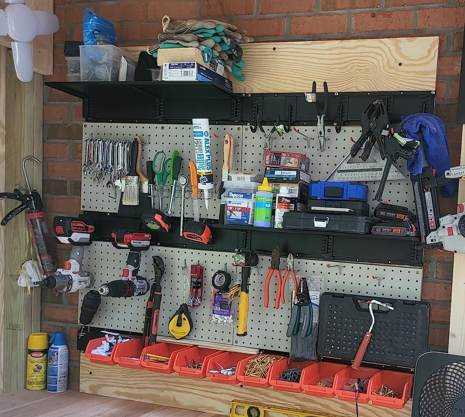 Ultrawall Pegboard Wall Organizer, 48 X 36 inch Garage Storage Pegboard | Metal Peg Board with Hooks & Storage Bins, Tool Panel Organizer, 72pcs Black customer photo 2
