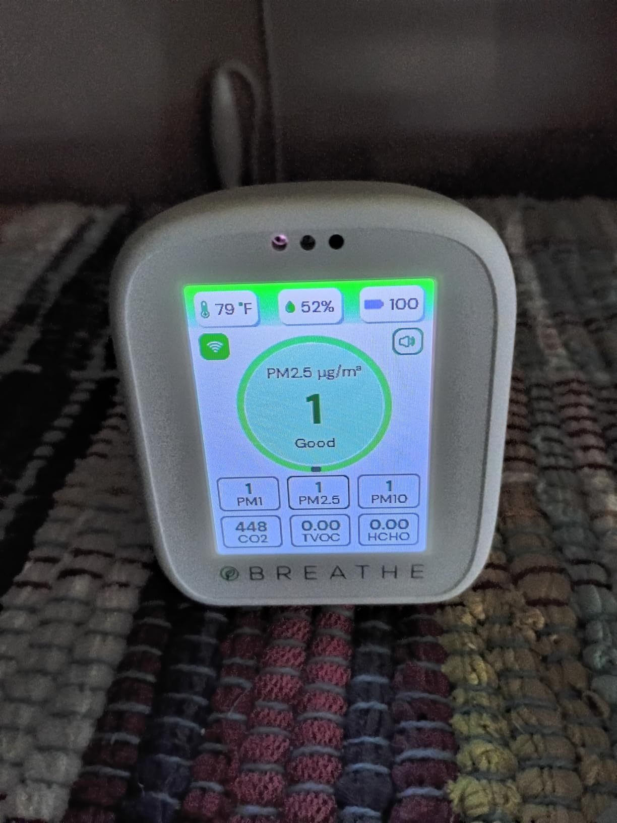 BREATHE Airmonitor Plus Indoor Air Quality Monitor w/CO₂, PM & App. Gen 2. | Professional-Grade NDIR Sensor, PM1, PM10, TVOC, Formaldehyde, Smart Alerts, 90-Day History, CSV Export. 6 Hour Battery Life. customer photo 1