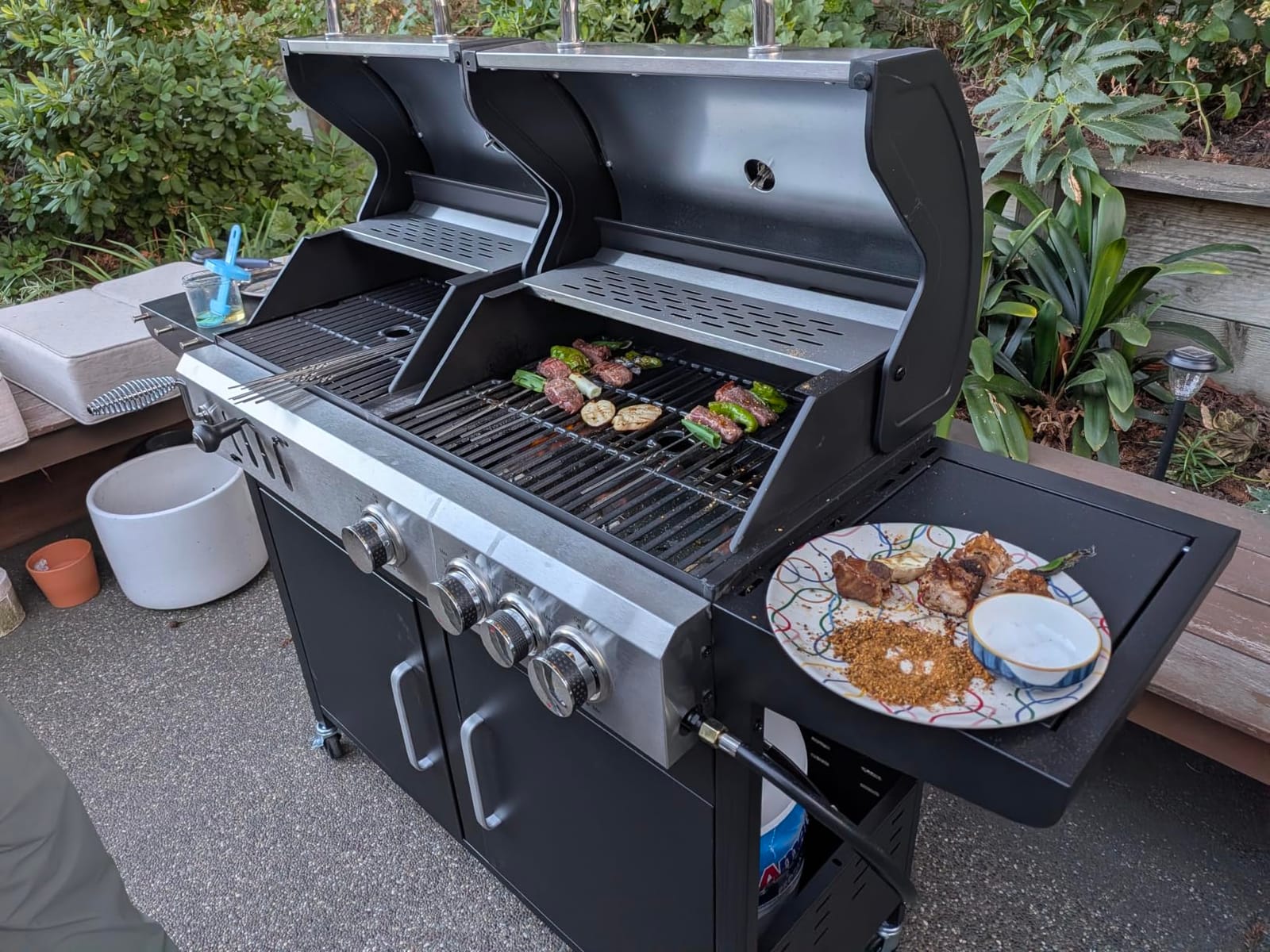 Sophia & William Charcoal and Gas Grill Combo with Side Burner, Dual Fuel customer photo 1