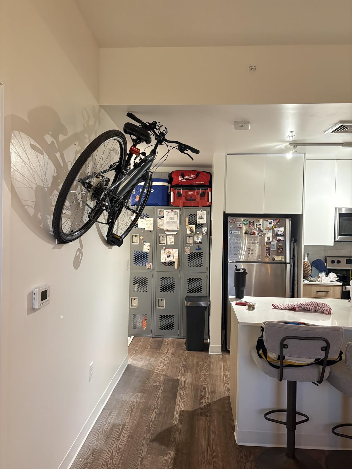 Borgen Wall Mount Pedal Hook for E-Bike & MTB - Black | Sturdy support brackets and wall protection pads keep your bike secure, ideal for garage or shed storage indoors safely. customer photo 1