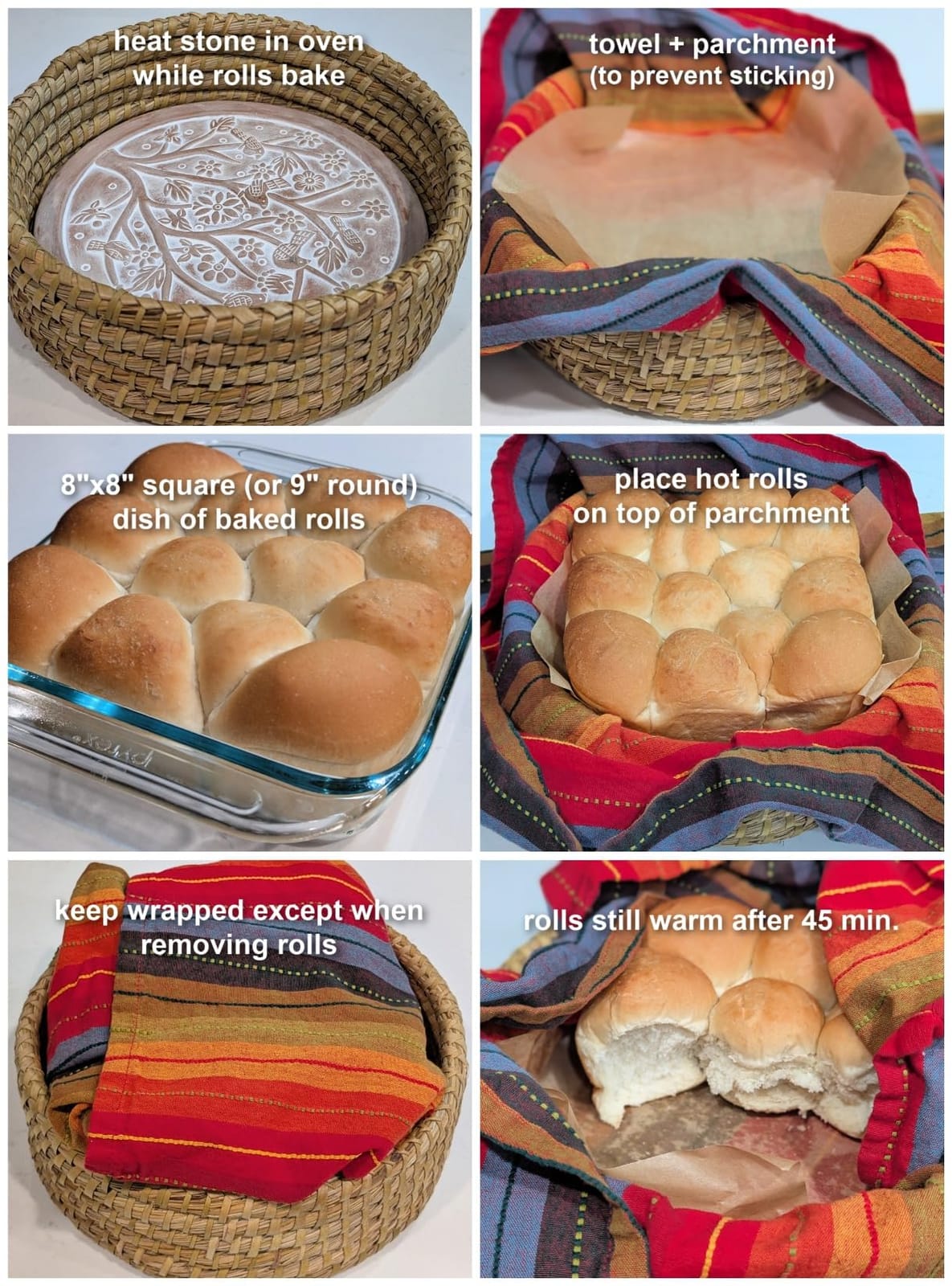 Bread Basket with Terracotta Warmer, Bread Basket for Serving, Sized 11.5