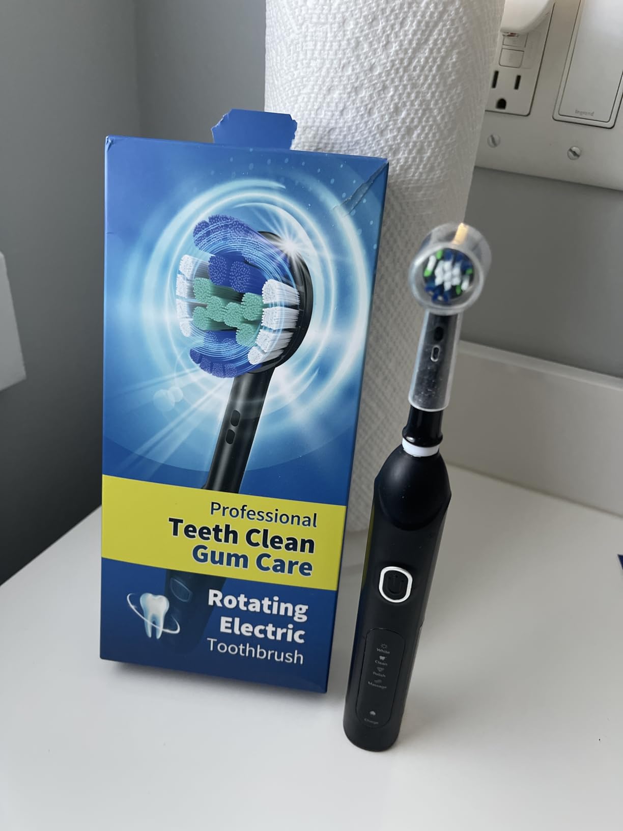 Rotating Electric Toothbrush for Adults, 8 Heads 2 Types, 4 Modes, Black customer photo 2