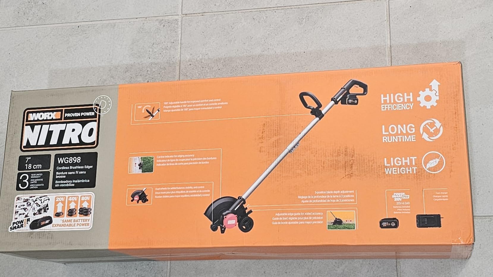 WORX Cordless Lawn Edger, 20V 7