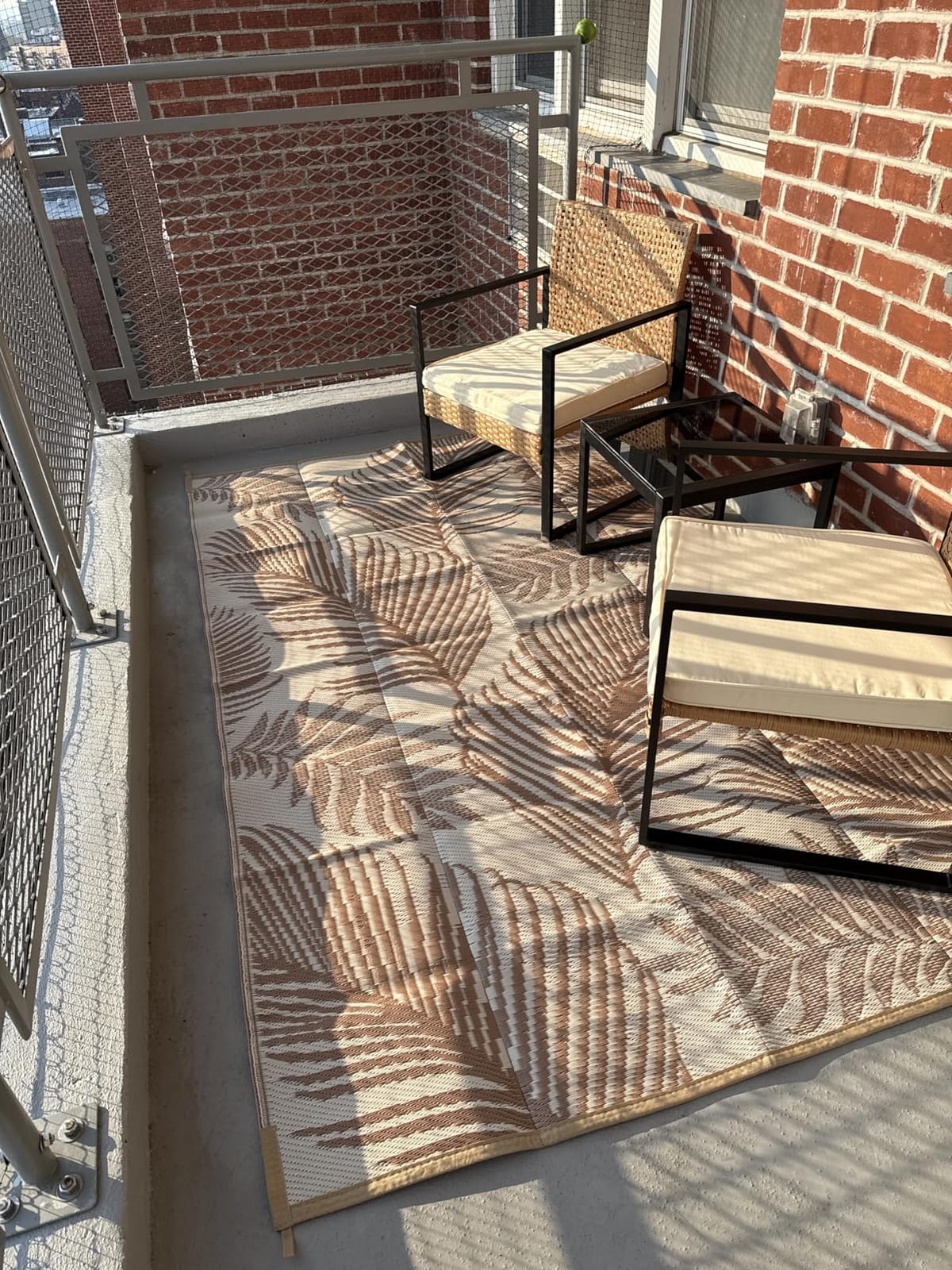 Pauwer Waterproof Outdoor Rug 5x8, Plastic Straw Patio Rug, Leaf Brown customer photo 2