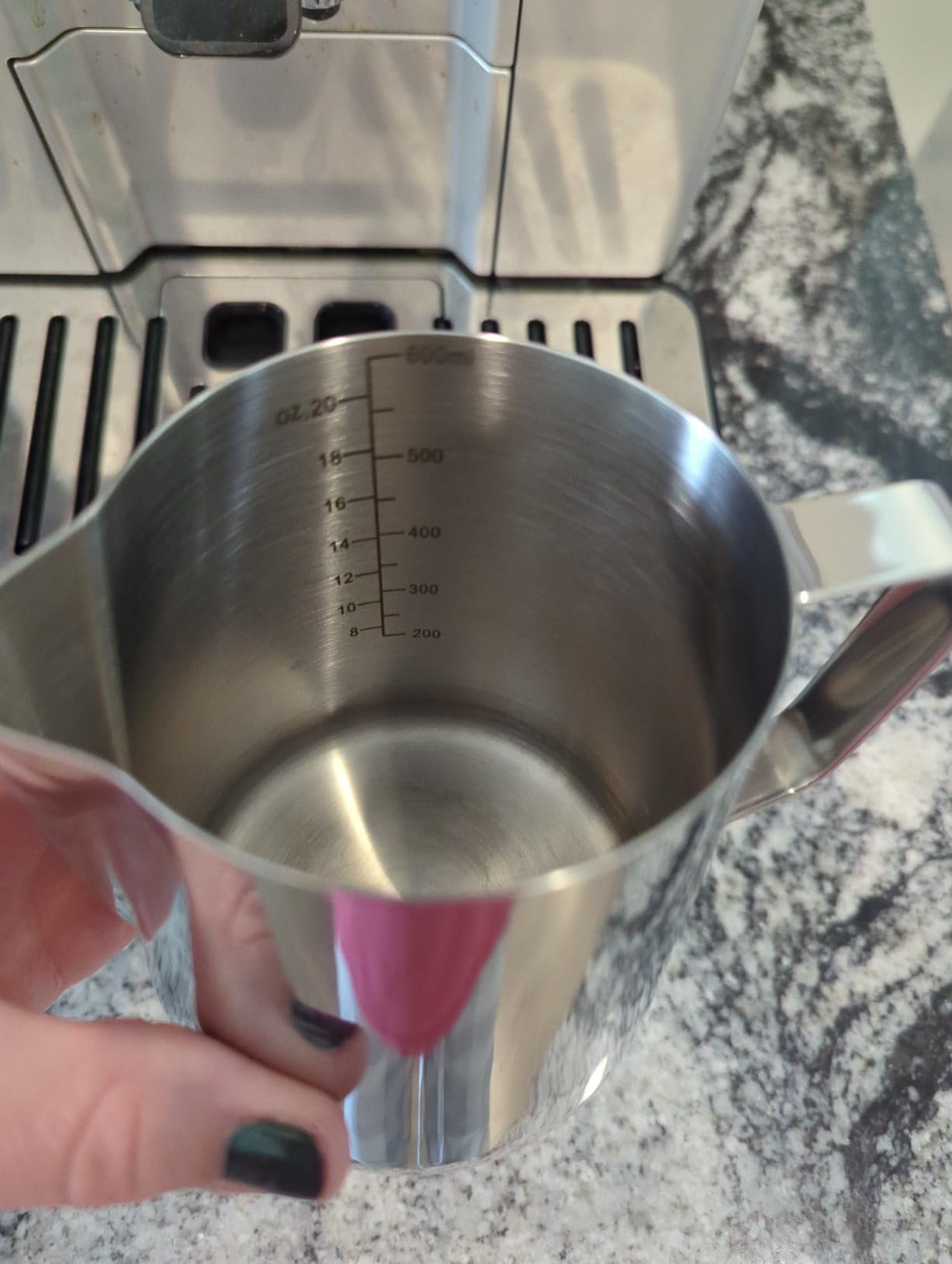 Amrules Milk Frothing Pitcher 20oz, 18/8 Stainless Steel with Clear Scale and Decorating Pen customer photo 1