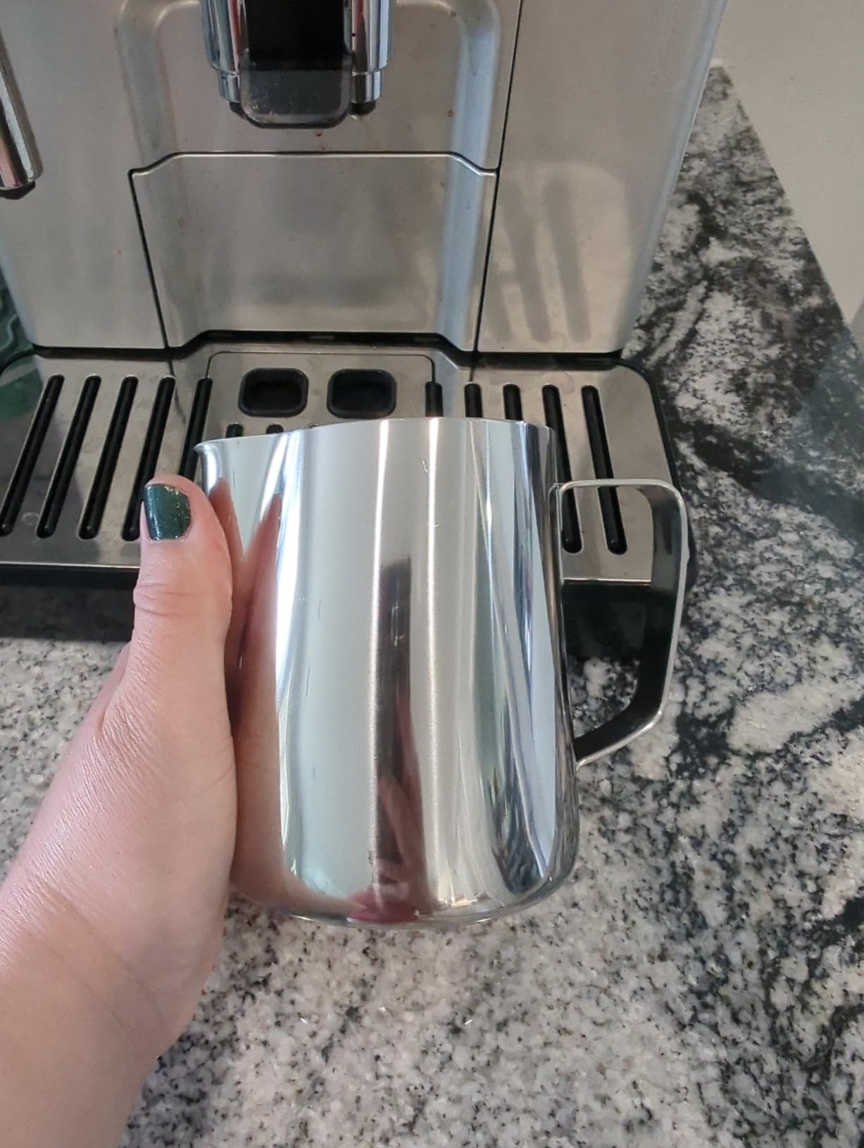 Amrules Milk Frothing Pitcher 20oz, 18/8 Stainless Steel with Clear Scale and Decorating Pen customer photo 2
