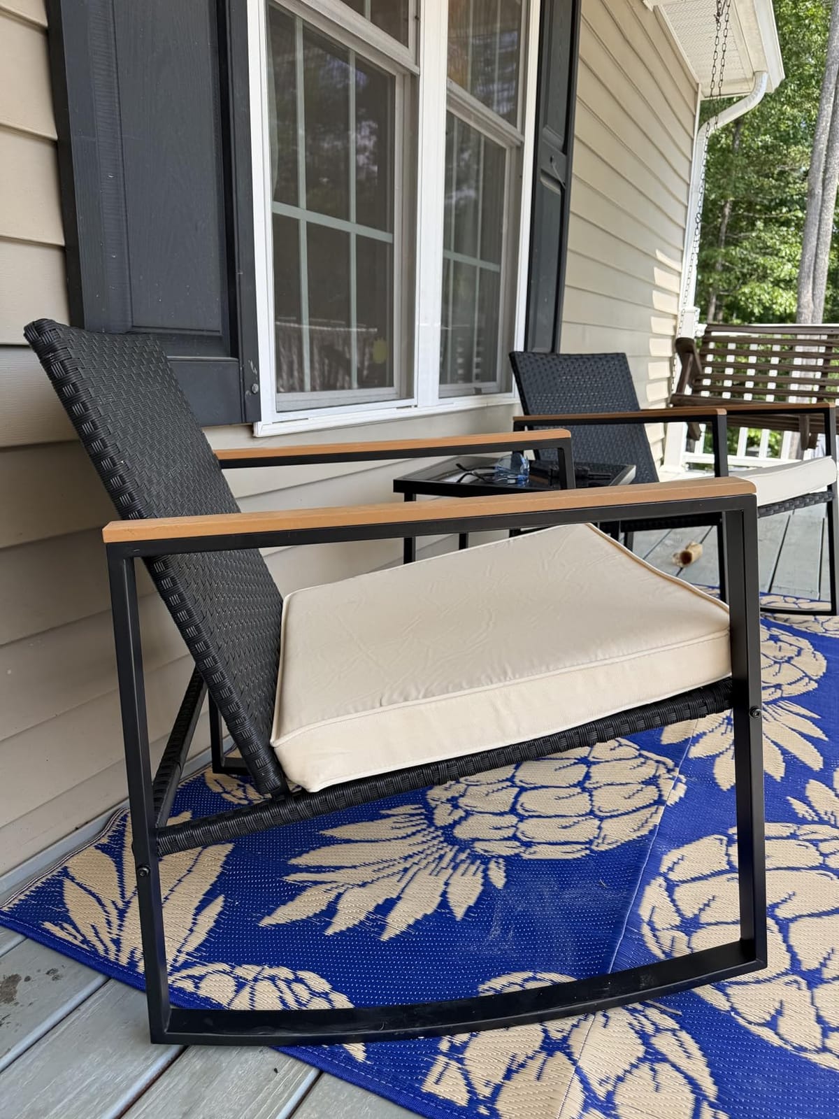 Gizoon 3 Pieces Rocking Patio Bistro Set with Anti-Scald Armrest customer photo 2