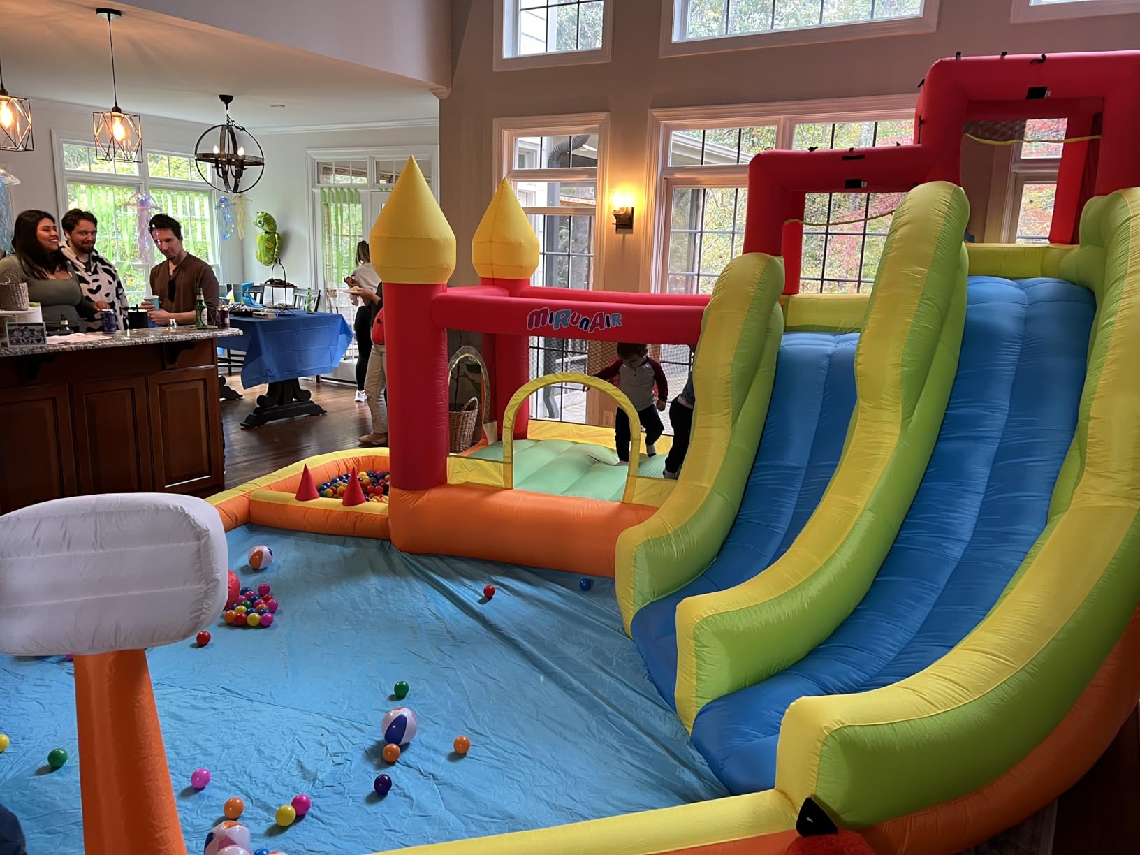 MIRUNAIR Inflatable Bounce House with Slides, Inflatable Water Slide for Kids Backyard, Bounce Water Park with Air Blower, Splash Pool, Water Cannon, Climbing Wall, Outdoor Backyard Water Park customer photo 1