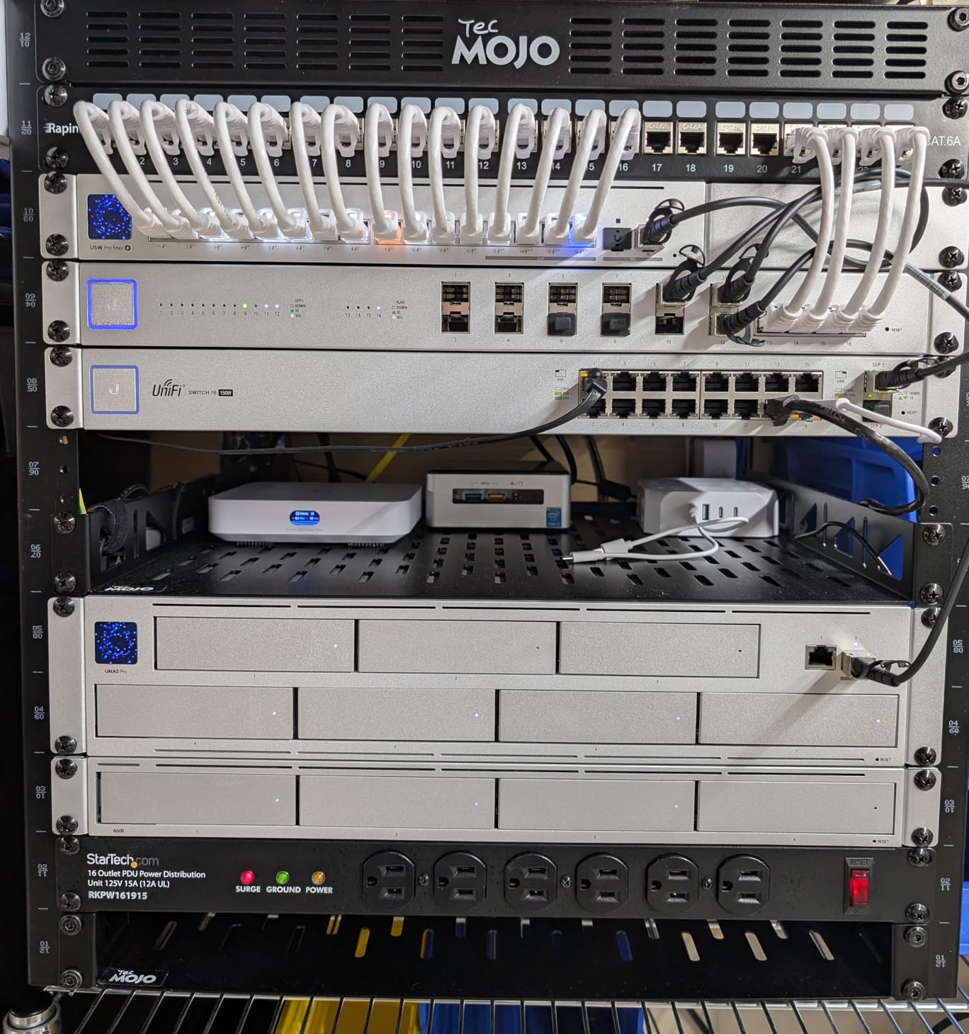 Tecmojo 12U Open Frame Network Rack for IT & AV Gear, AV Rack Floor Standing or Wall Mounted,with 2 PCS 1U Rack Shelves & Mounting Hardware,Network Rack for 19