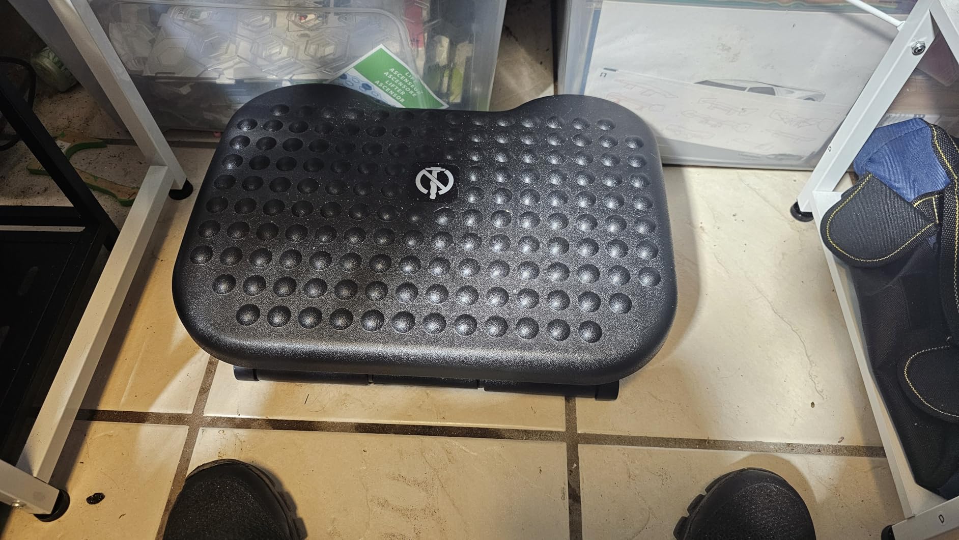 ErGear Adjustable Footrest Under Desk with 3 Height Settings | Massage texture, 17.13x13.19 inch platform, +/-30 degree rocking tilt adjustment, preassembled design, washable, home and office use customer photo 1