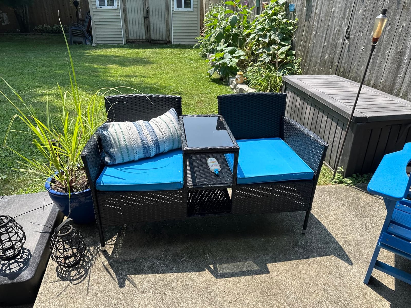 Flamaker Outdoor Furniture Patio Loveseat Wicker 2-Seat Porch Chairs Beige customer photo 1