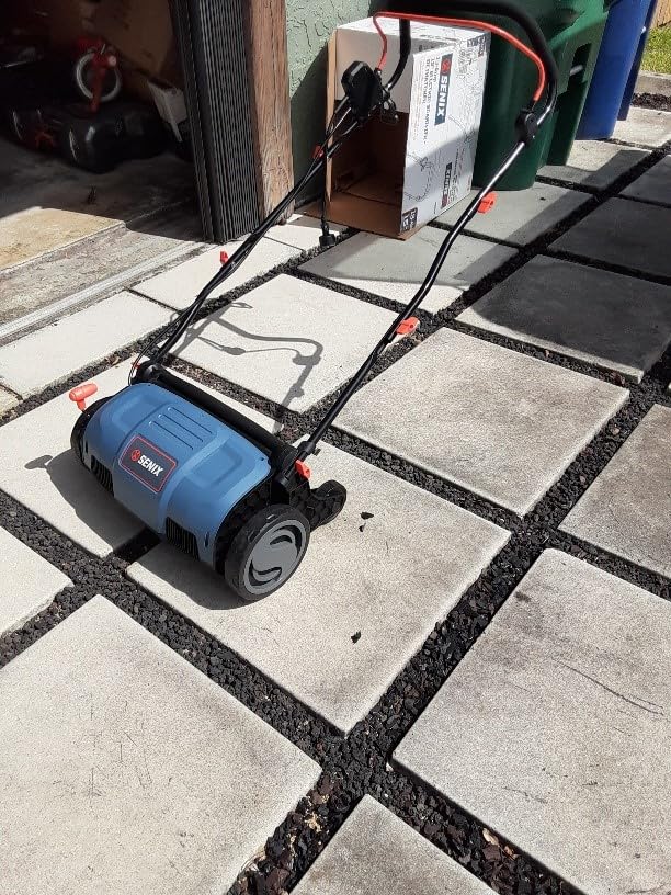 SENIX 13 Amp 15-Inch 2-in-1 Electric Dethatcher and Scarifier with 13.2-Gal Collection Bag,4-Position Depth Adjustment,Walk Behind for Lawn Garden Care Removing Thatch,Quick-Fold(SCE13-M) customer photo 1